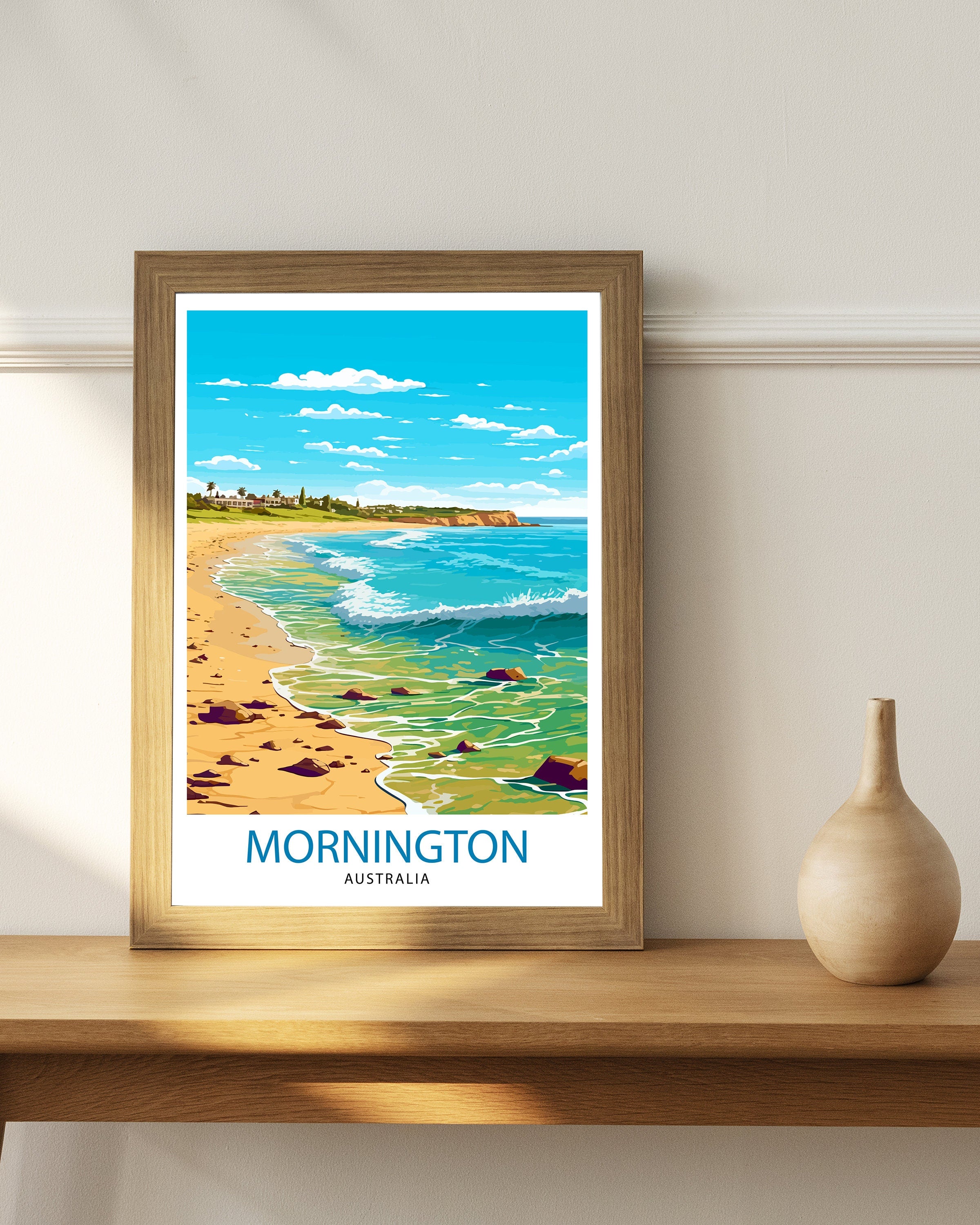 Mornington Beach Australia Print, Coastal Travel Poster