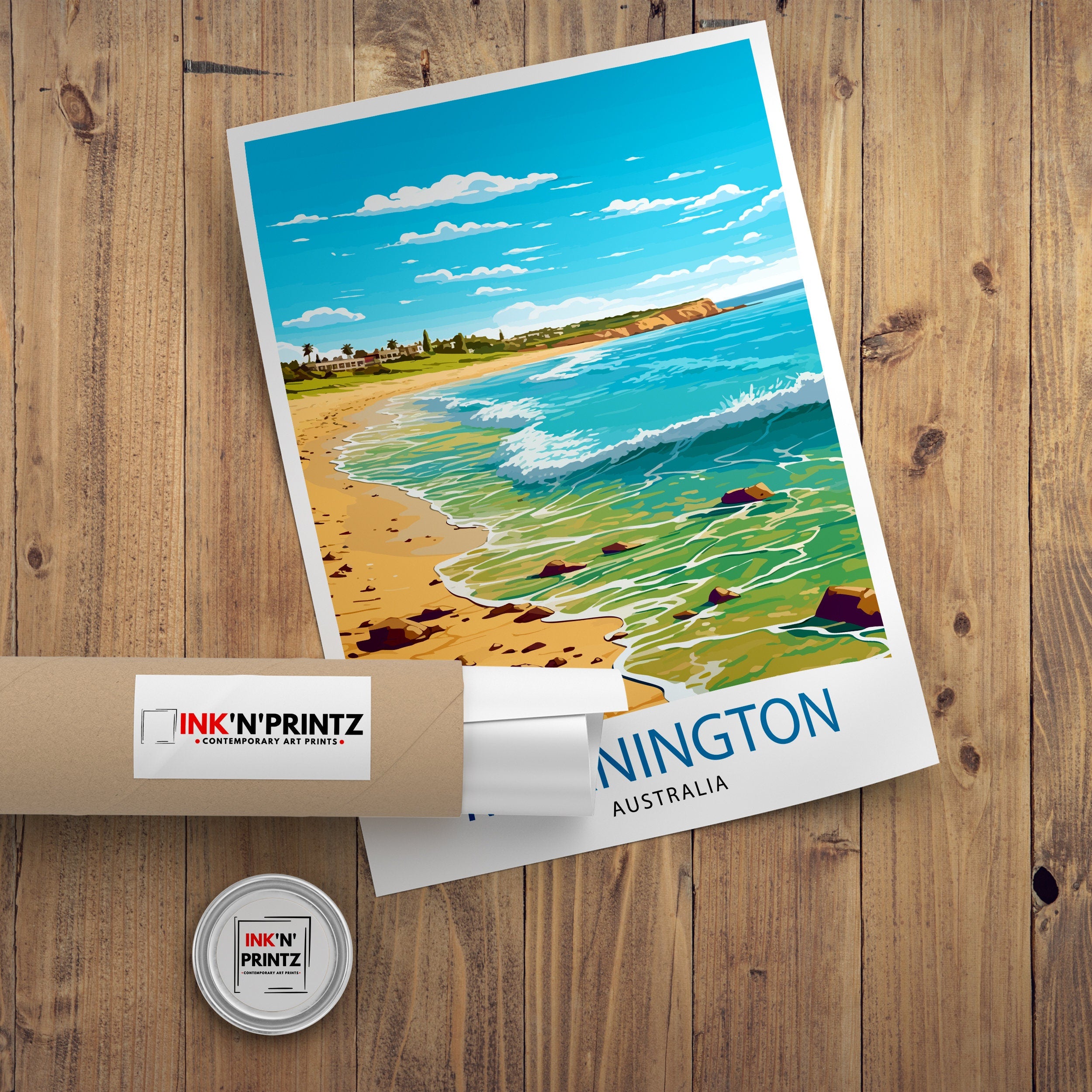 Mornington Beach Australia Print, Coastal Travel Poster