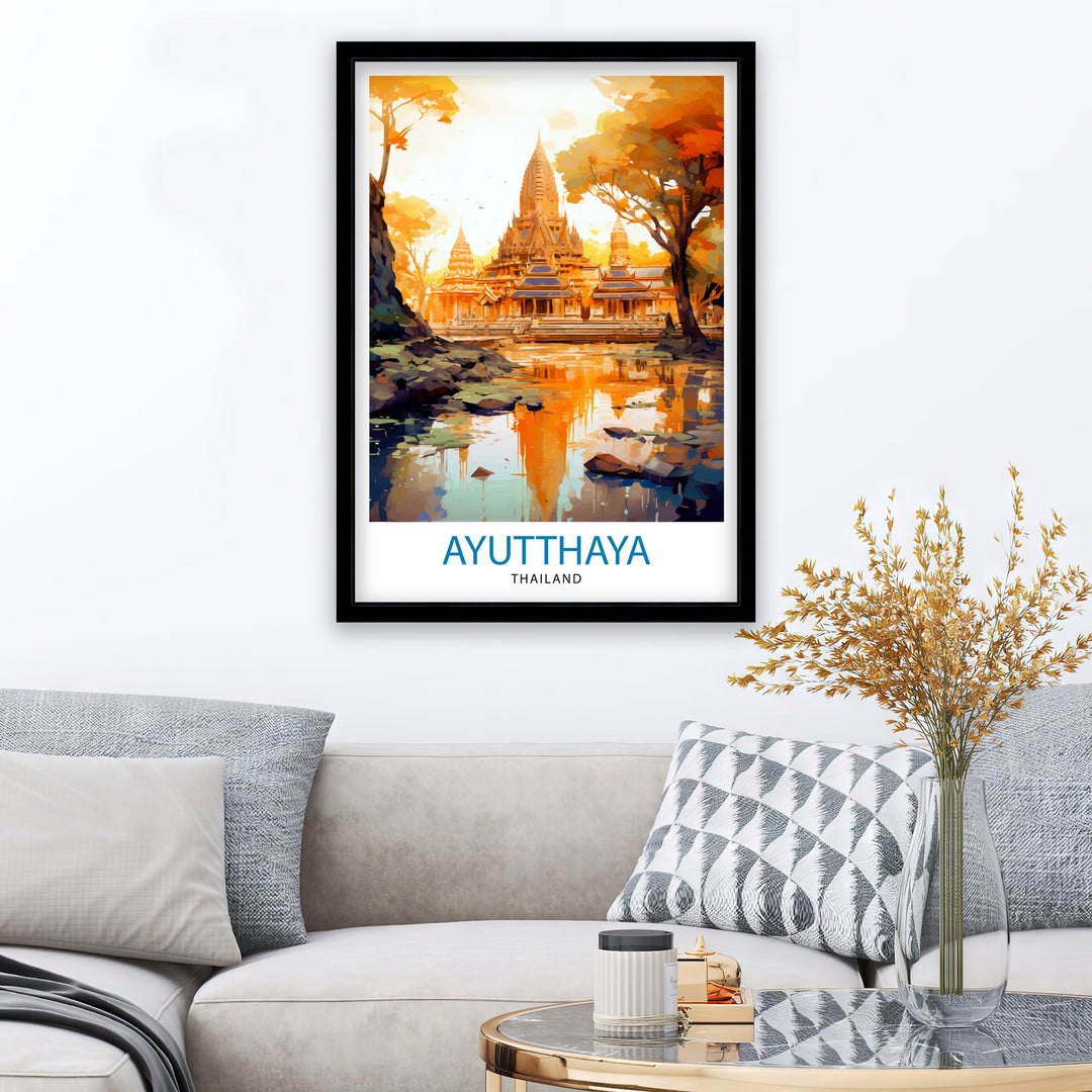 Ayutthaya Thailand Travel Print - Ayutthaya Wall Decor - Ayutthaya Poster - Thailand Travel Prints - Ayutthaya Art Print