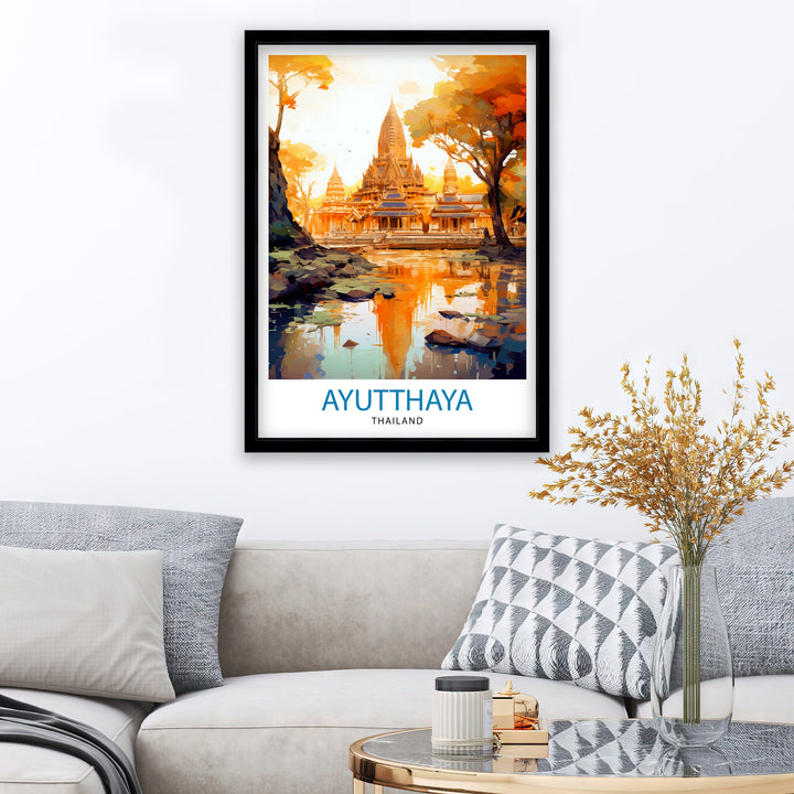 Ayutthaya Thailand Travel Print - Ayutthaya Wall Decor - Ayutthaya Poster - Thailand Travel Prints - Ayutthaya Art Print