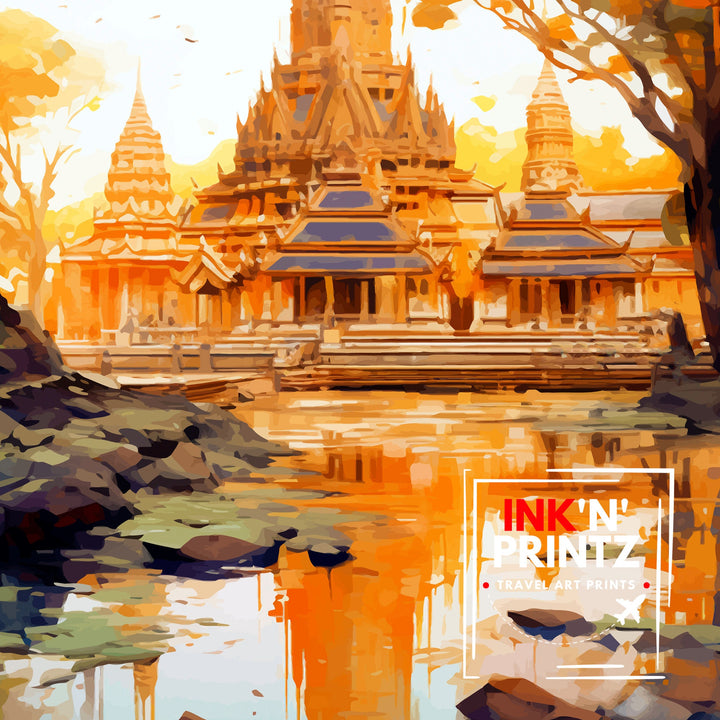 Ayutthaya Thailand Travel Print - Ayutthaya Wall Decor - Ayutthaya Poster - Thailand Travel Prints - Ayutthaya Art Print