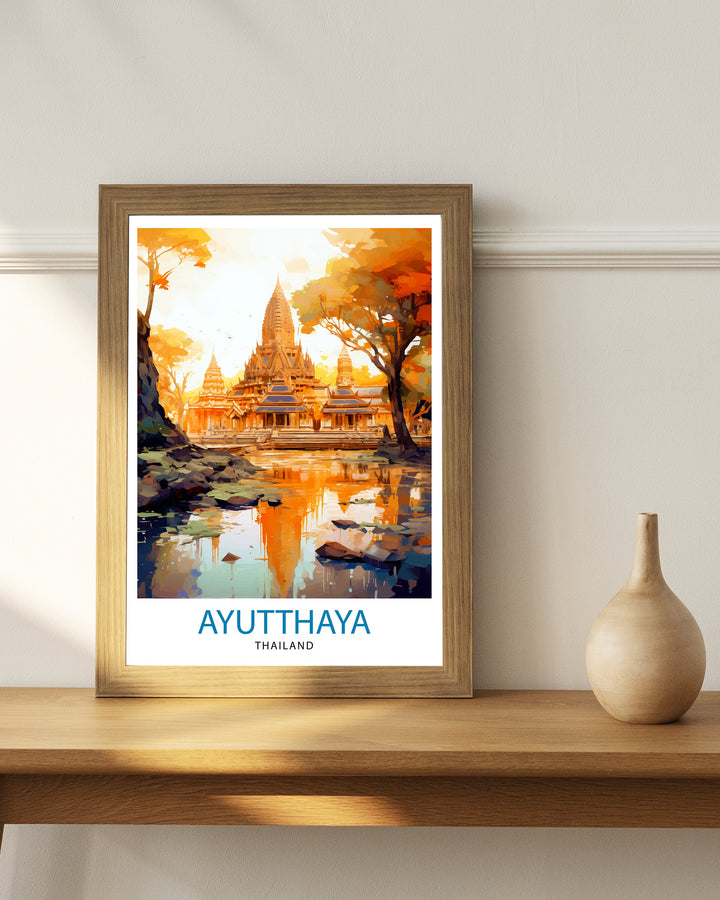 Ayutthaya Thailand Travel Print - Ayutthaya Wall Decor - Ayutthaya Poster - Thailand Travel Prints - Ayutthaya Art Print