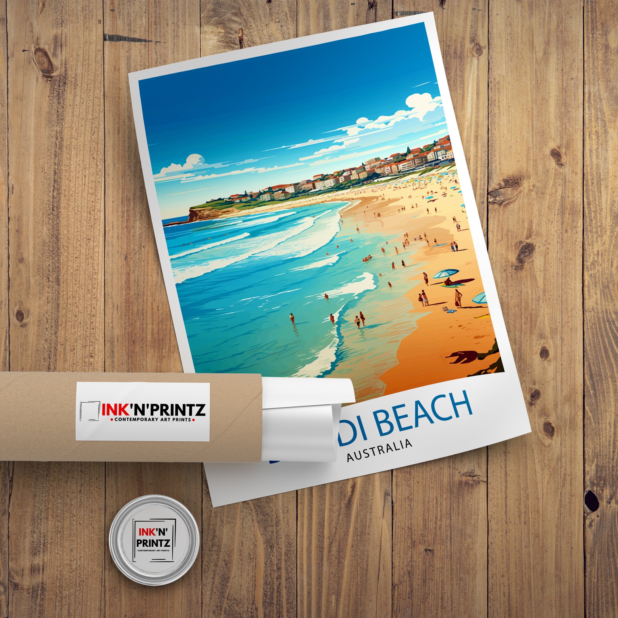 Bondi Beach Australia Travel Print Coastal Wall Decor Bondi Beach Poster Australian Beach Prints Beach Art Print Surfing Illustration Beach