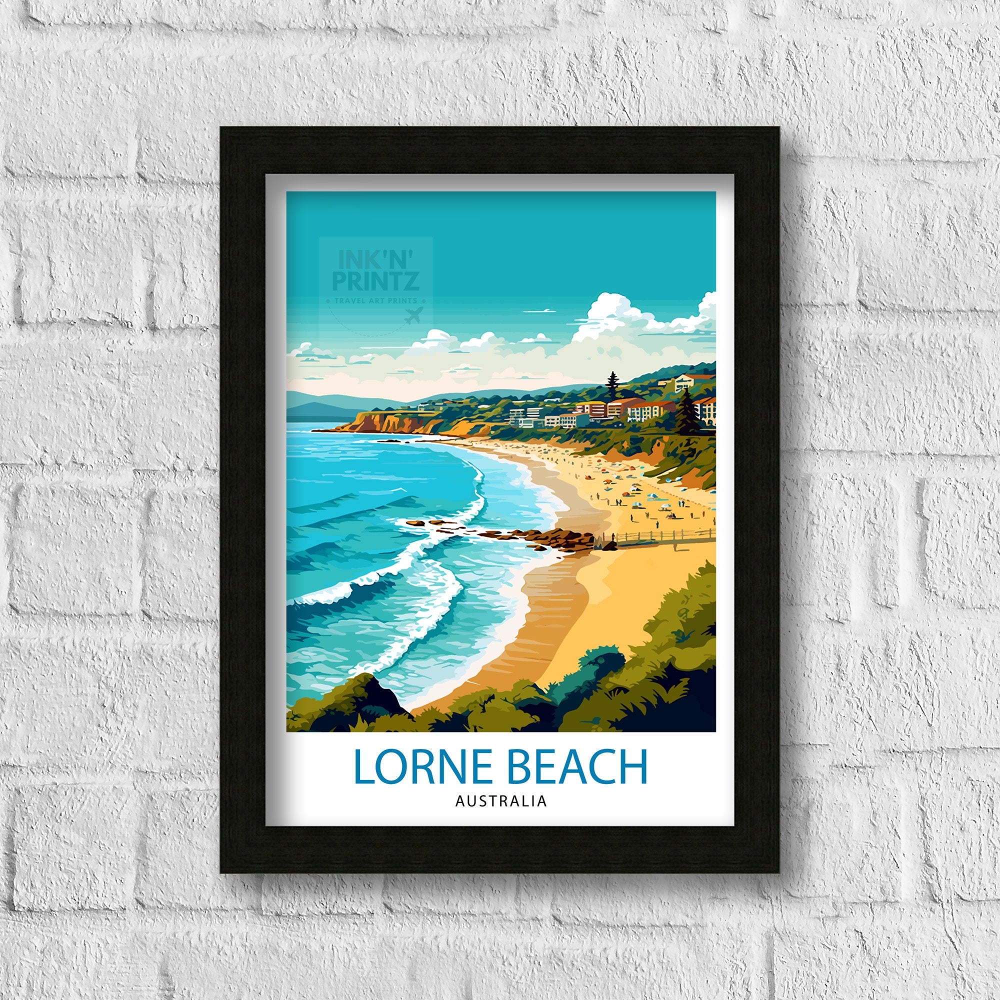 Lorne Beach Australia Travel Print Coastal Wall Decor Lorne Beach Poster Australian Beach Prints Lorne Art Print Beach