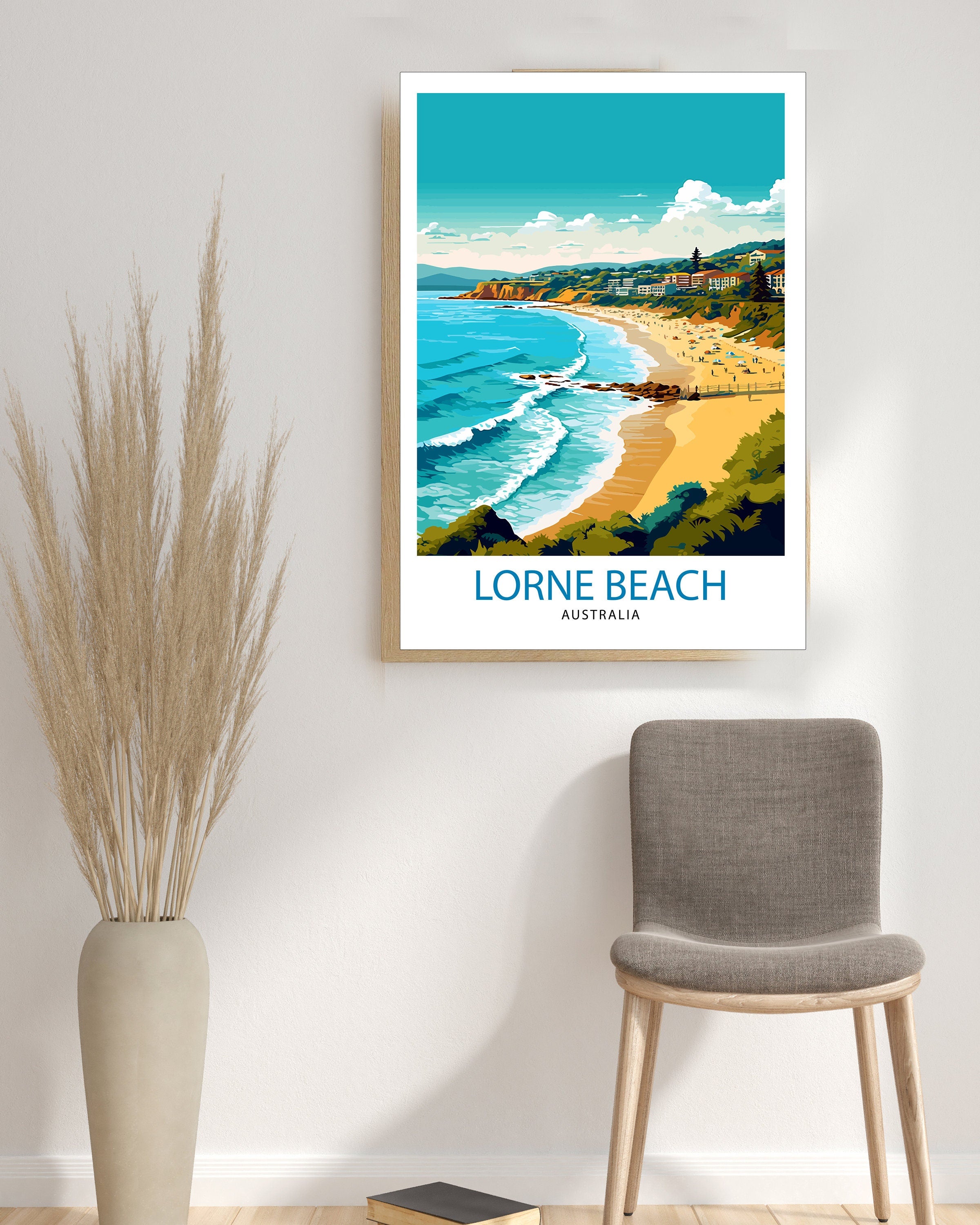 Lorne Beach Australia Travel Print Coastal Wall Decor Lorne Beach Poster Australian Beach Prints Lorne Art Print Beach
