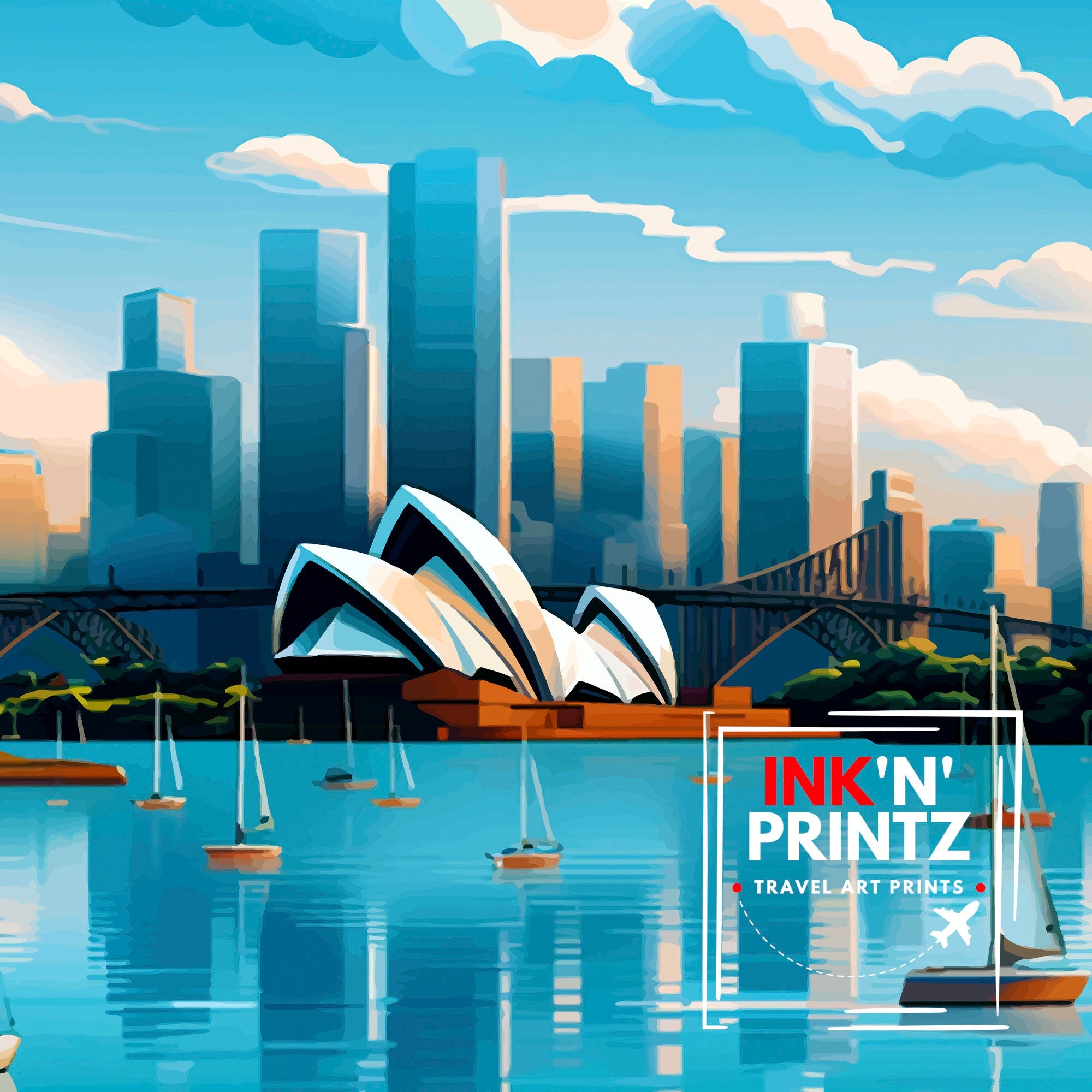 Sydney Australia Travel Print Sydney Wall Decor Sydney Poster Australia Travel Prints Sydney Art Print Sydney Illustration Sydney Wall Art