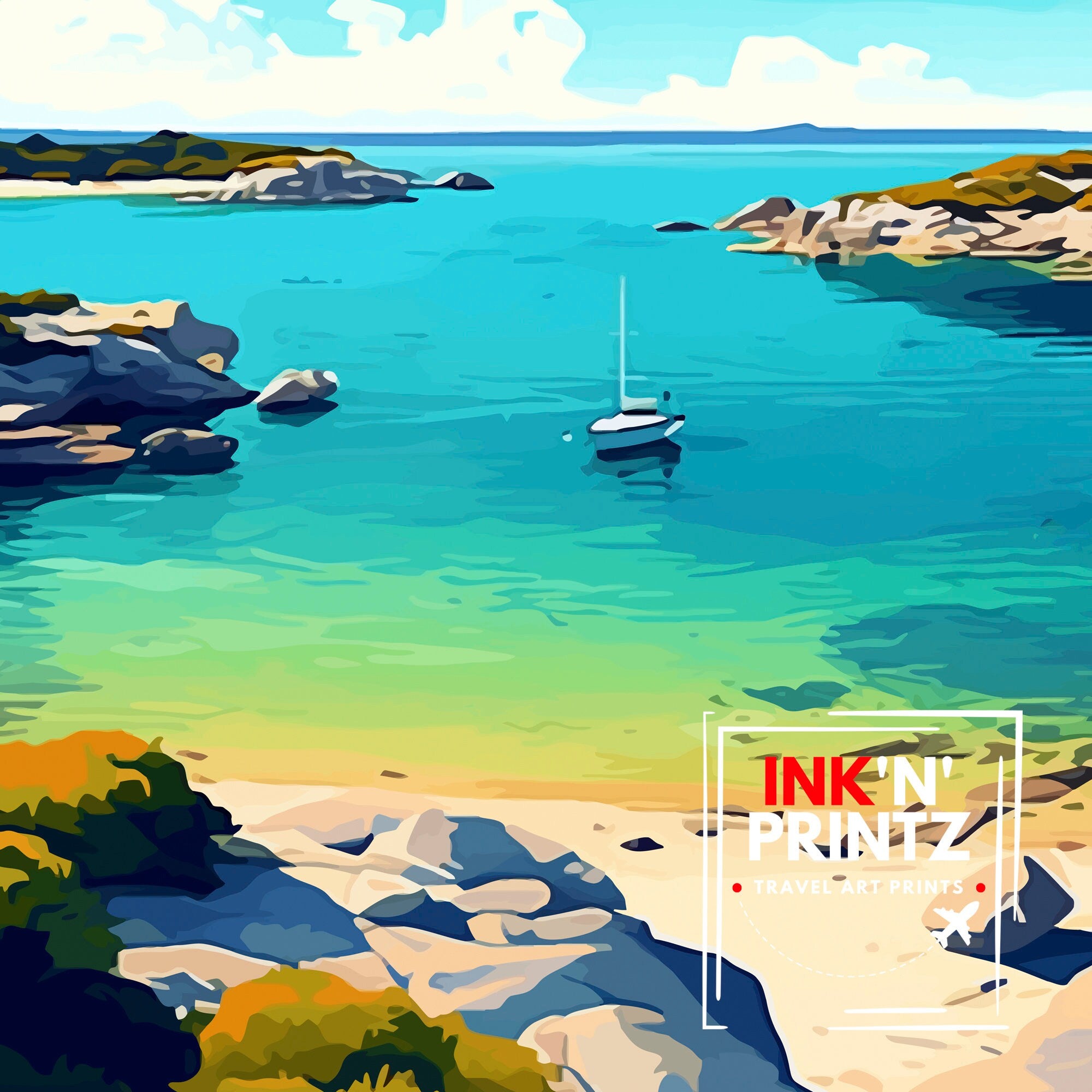 Rottnest Island Australia Travel Print Island Paradise Wall Decor Rottnest Island Poster Australian Travel Prints Coastal Art Print Rottnest
