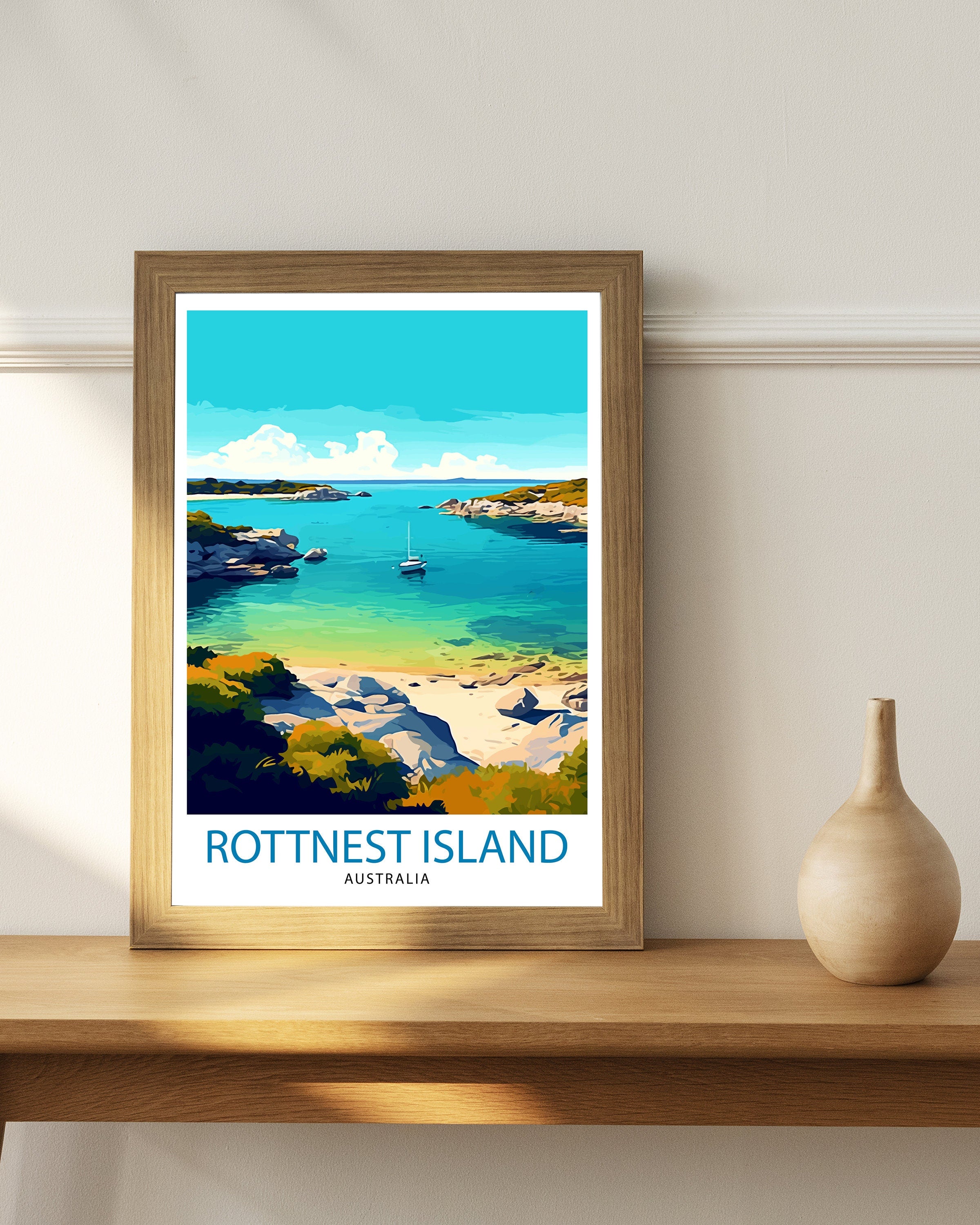 Rottnest Island Australia Travel Print Island Paradise Wall Decor Rottnest Island Poster Australian Travel Prints Coastal Art Print Rottnest
