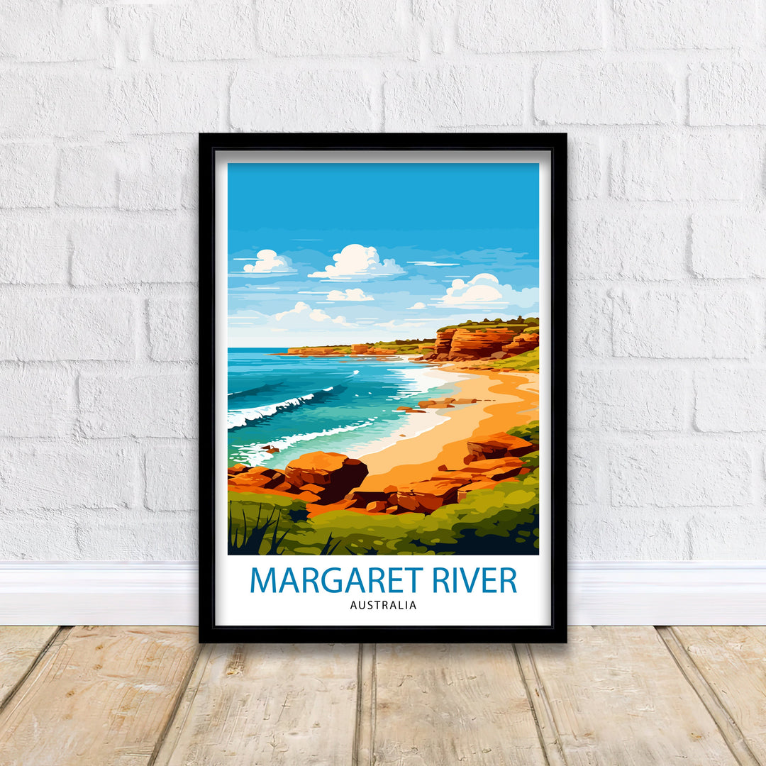 Margaret River Australia Travel Poster Coastal