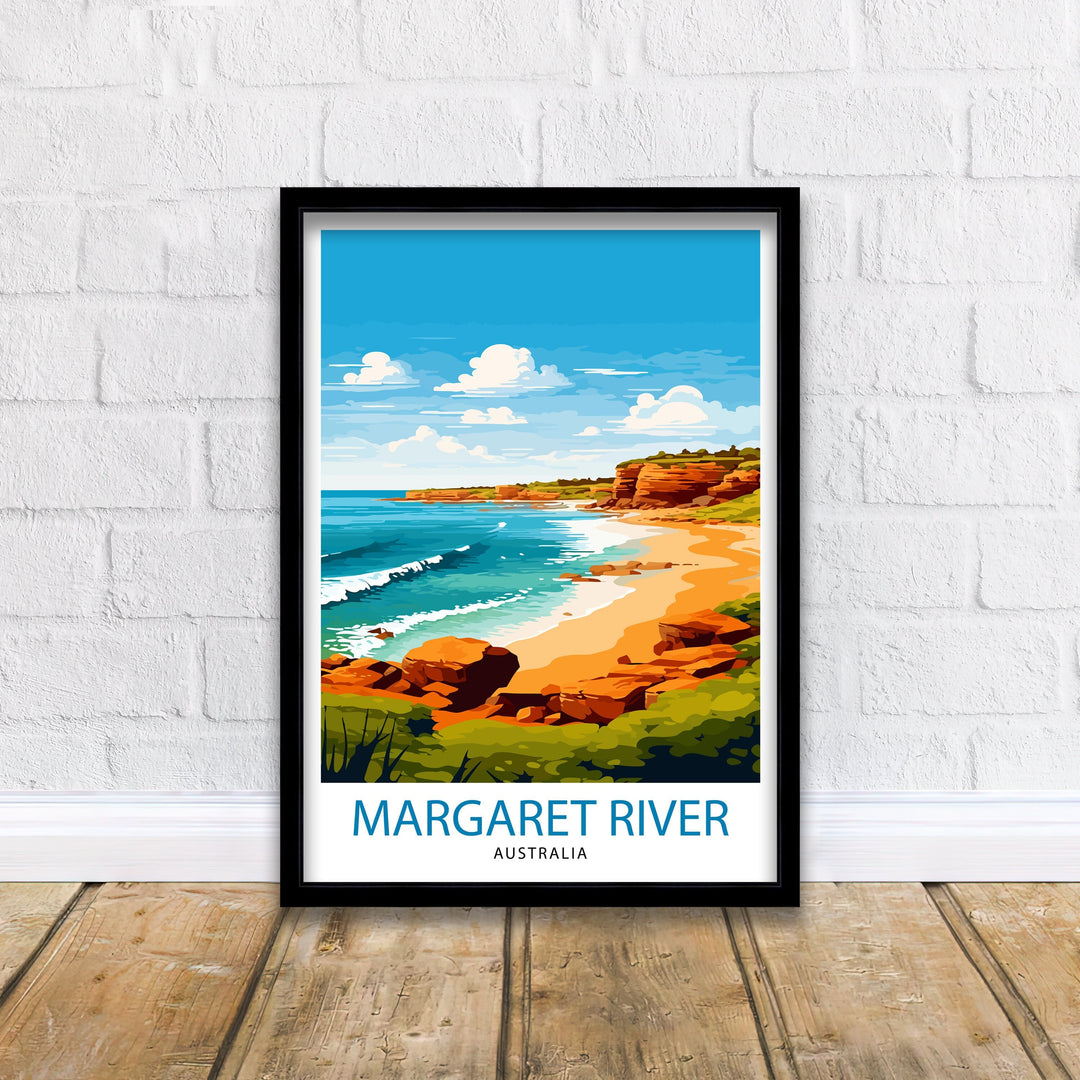 Margaret River Australia Travel Poster Coastal