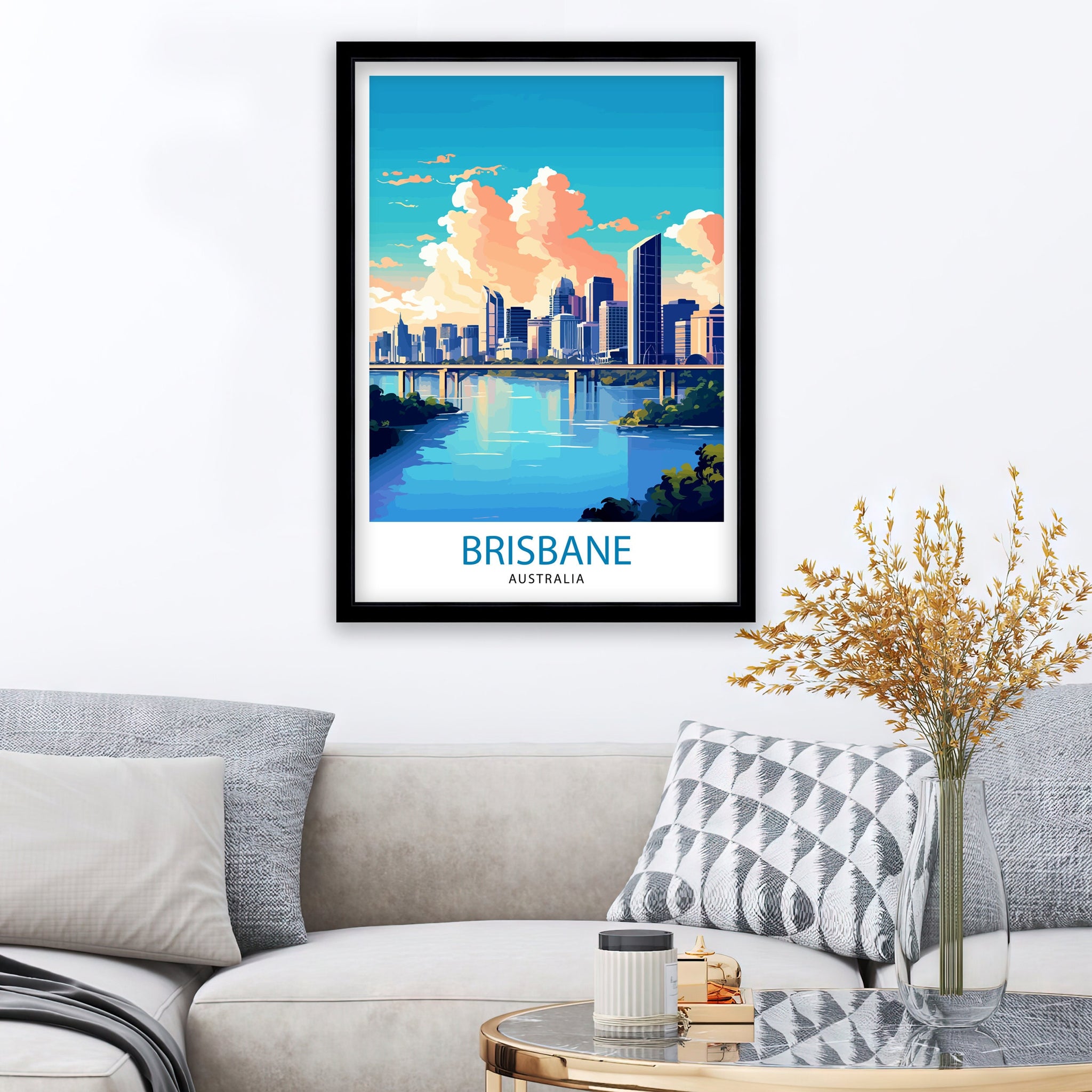 Brisbane Australia Travel Print Brisbane Wall Decor Brisbane City Poster Australia Travel Prints Brisbane Art Print Brisbane Illustration