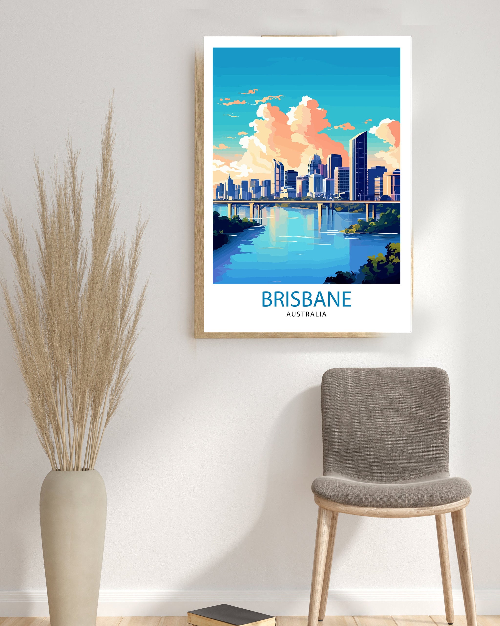 Brisbane Australia Travel Print Brisbane Wall Decor Brisbane City Poster Australia Travel Prints Brisbane Art Print Brisbane Illustration