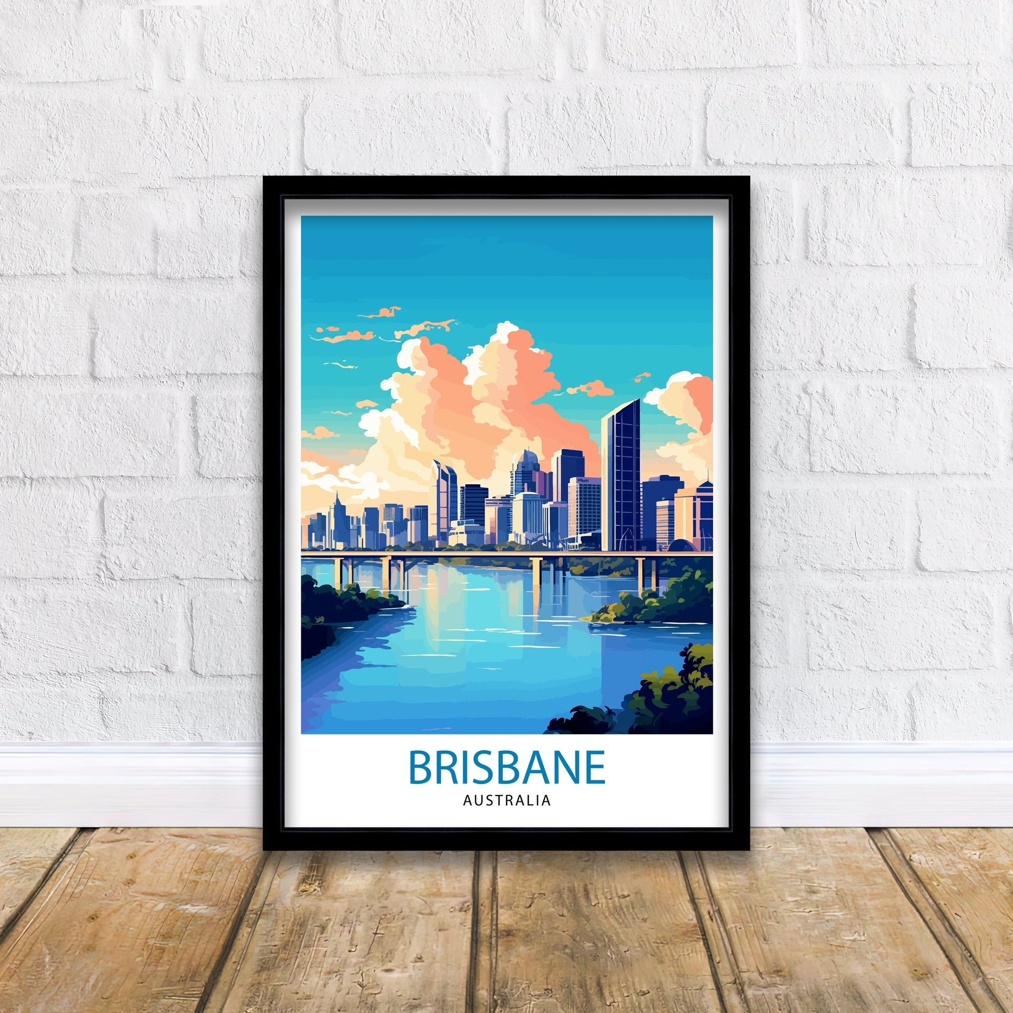 Brisbane Australia Travel Print Brisbane Wall Decor Brisbane City Poster Australia Travel Prints Brisbane Art Print Brisbane Illustration