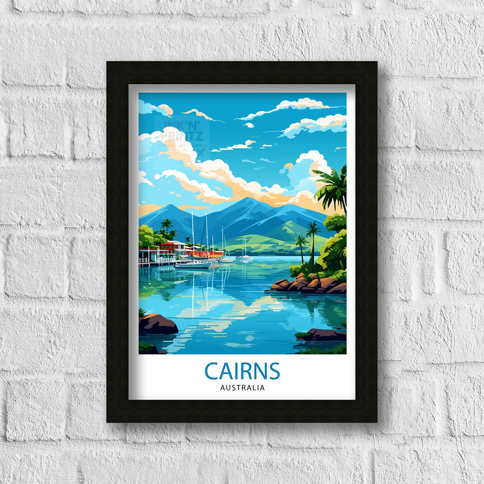 Cairns Australia Travel Poster, Tropical Wall Art