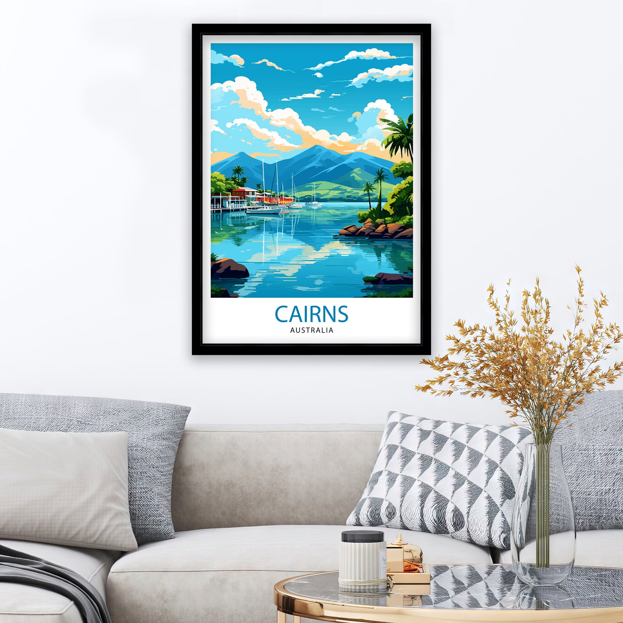 Cairns Australia Travel Poster, Tropical Wall Art