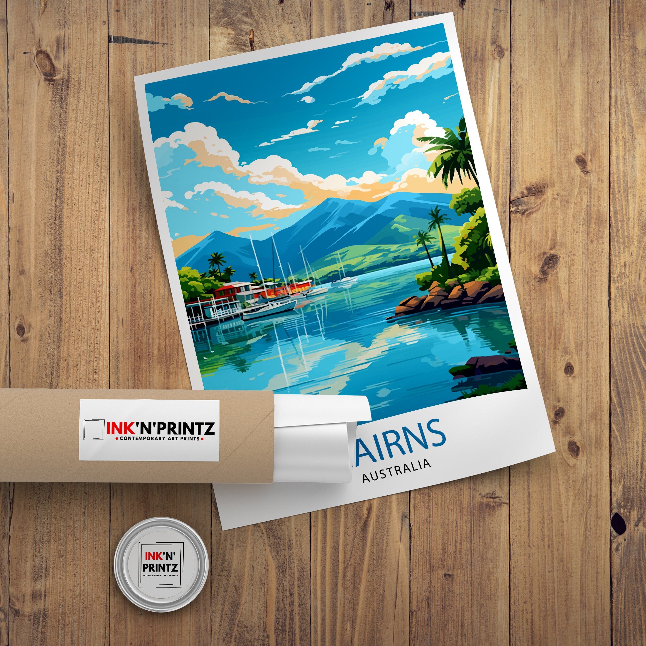 Cairns Australia Travel Poster, Tropical Wall Art