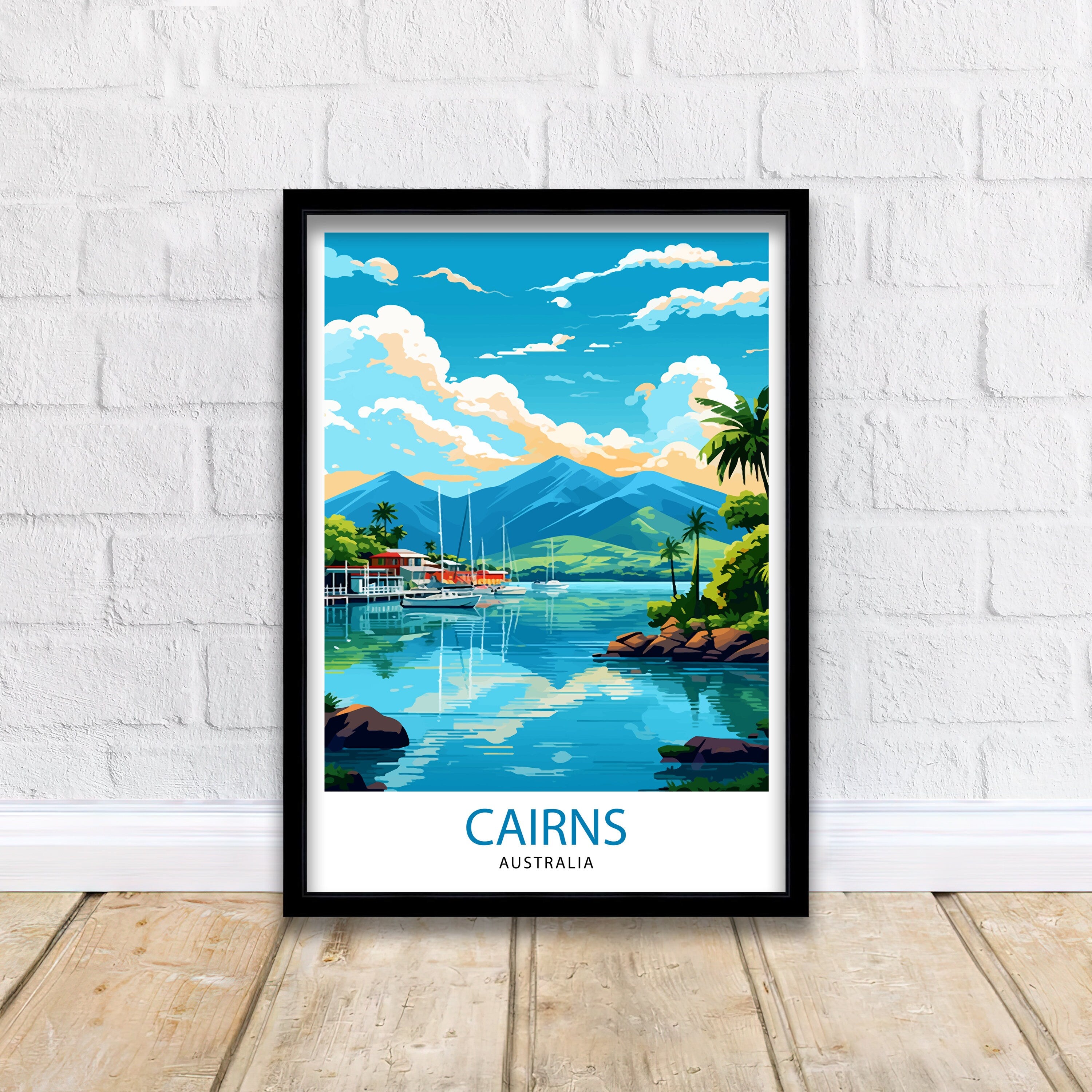 Cairns Australia Travel Poster, Tropical Wall Art