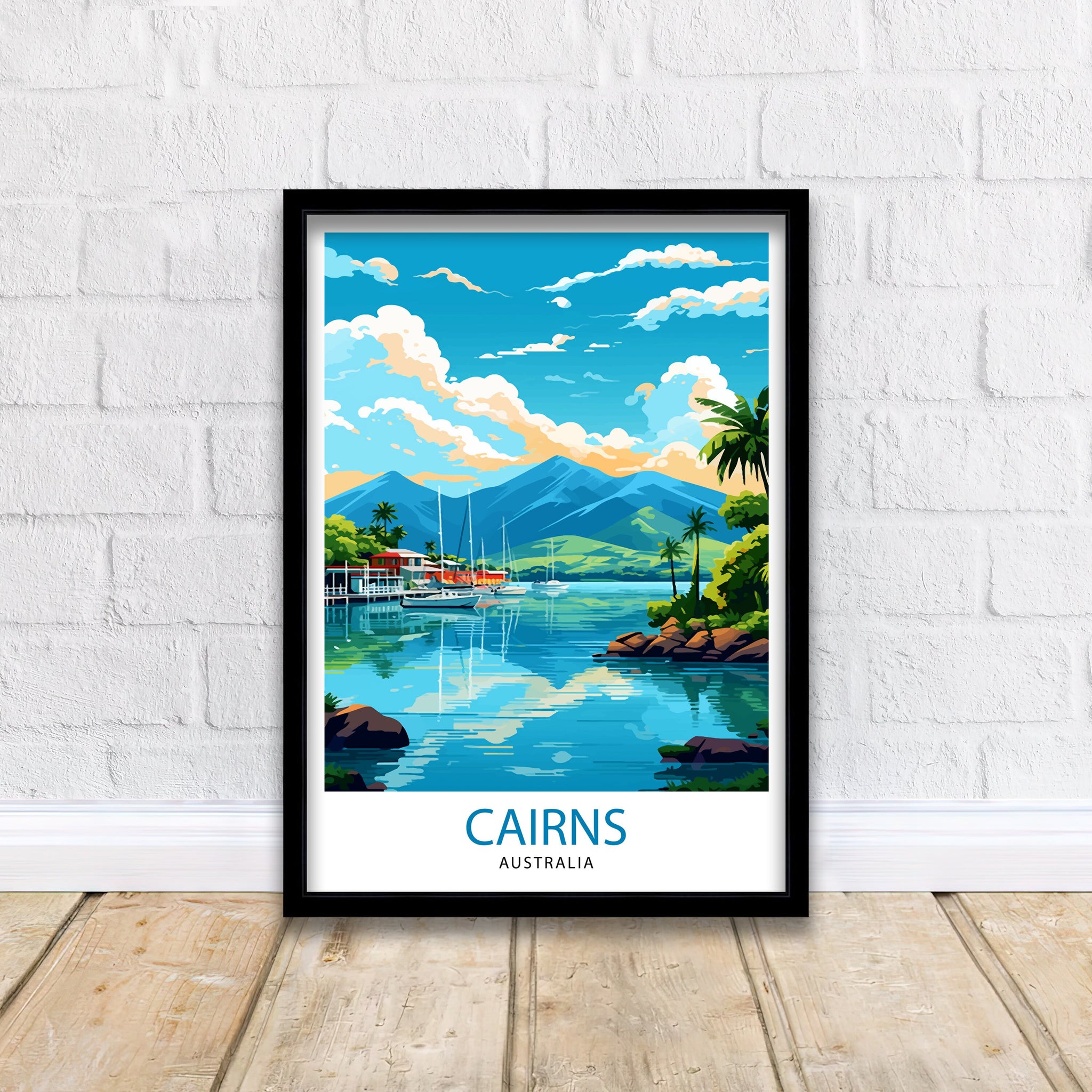 Cairns Australia Travel Poster, Tropical Wall Art