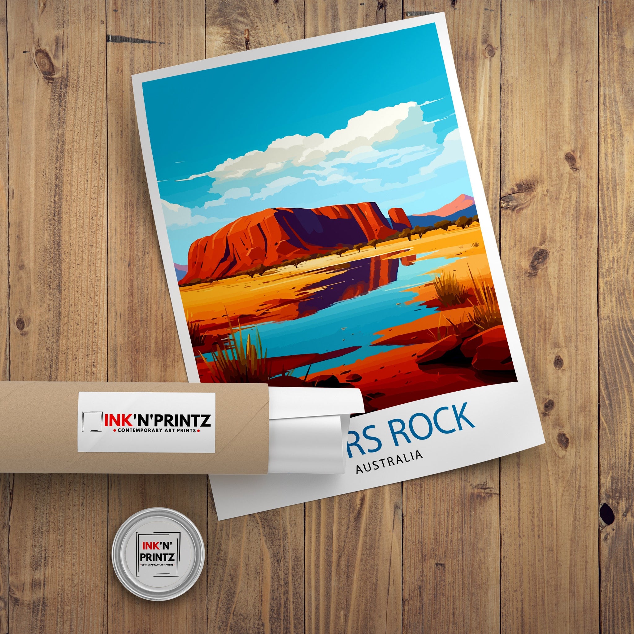 Ayers Rock Australia Travel Print Uluru Wall Decor Ayers Rock Poster Australian Landmarks Prints Outback Art Print Red Centre Illustration