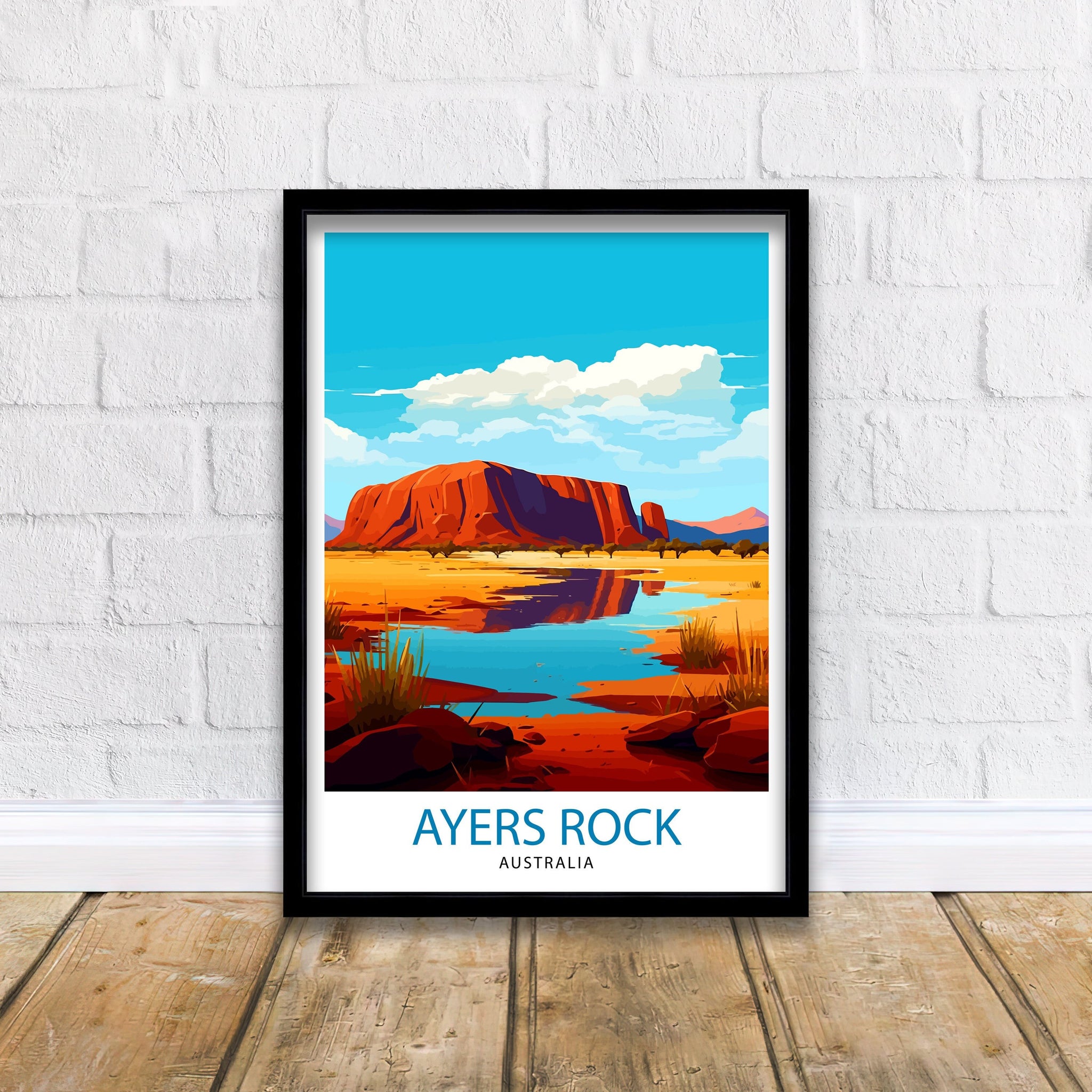 Ayers Rock Australia Travel Print Uluru Wall Decor Ayers Rock Poster Australian Landmarks Prints Outback Art Print Red Centre Illustration