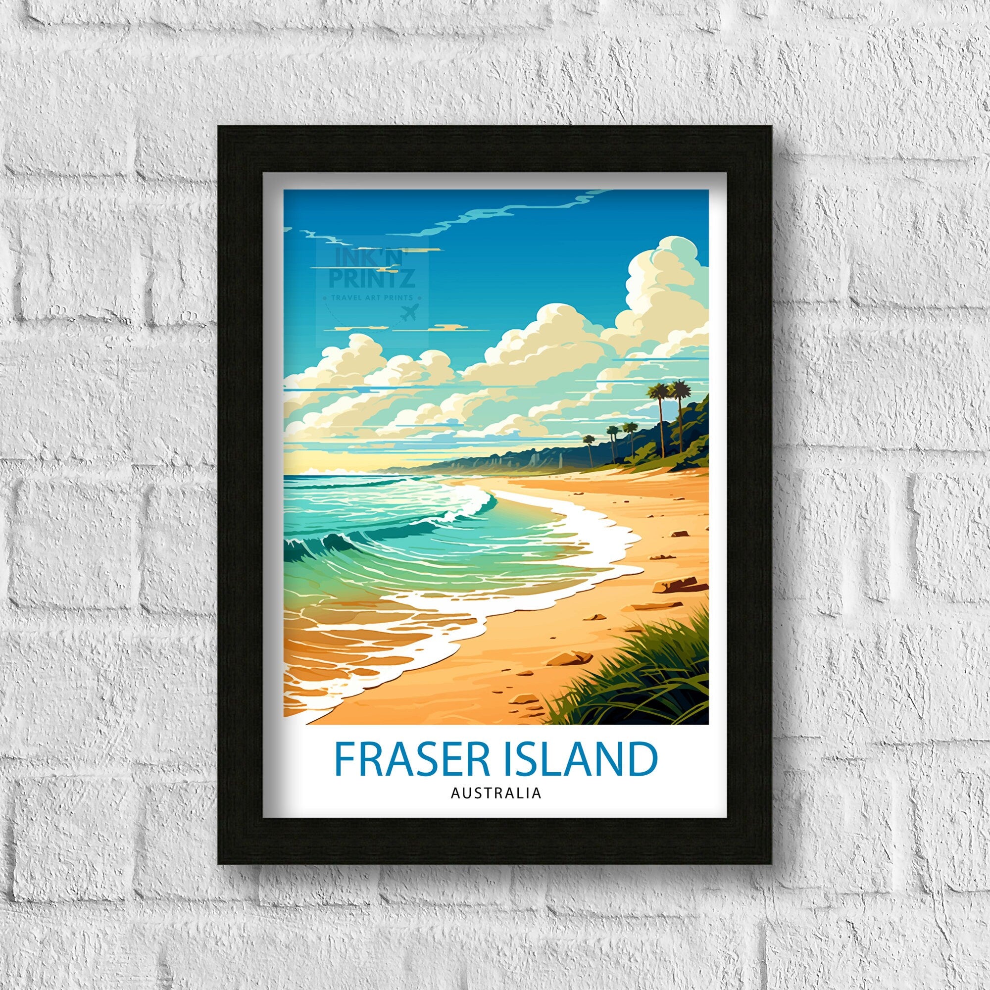 Fraser Island Australia Travel Print Beach Paradise Wall Decor Fraser Island Poster Australian Travel Prints Island Art Print Nature