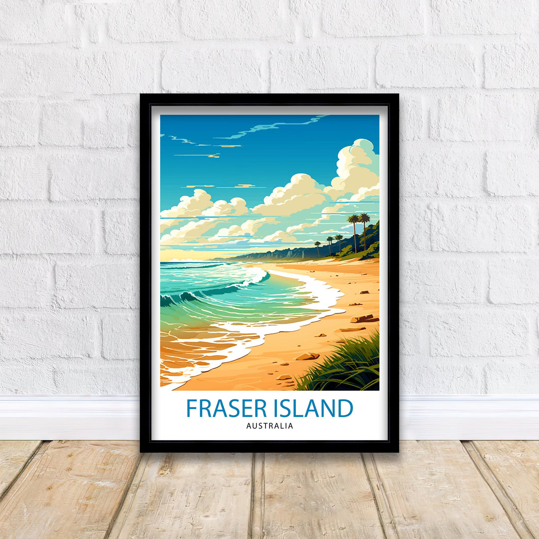 Fraser Island Australia Travel Poster Beach Paradise