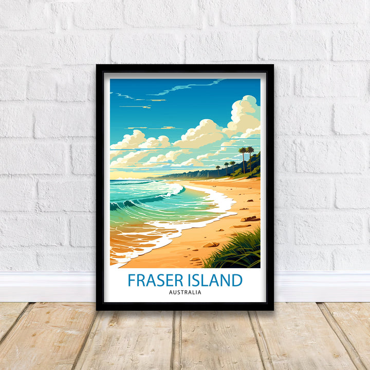 Fraser Island Australia Travel Poster Beach Paradise