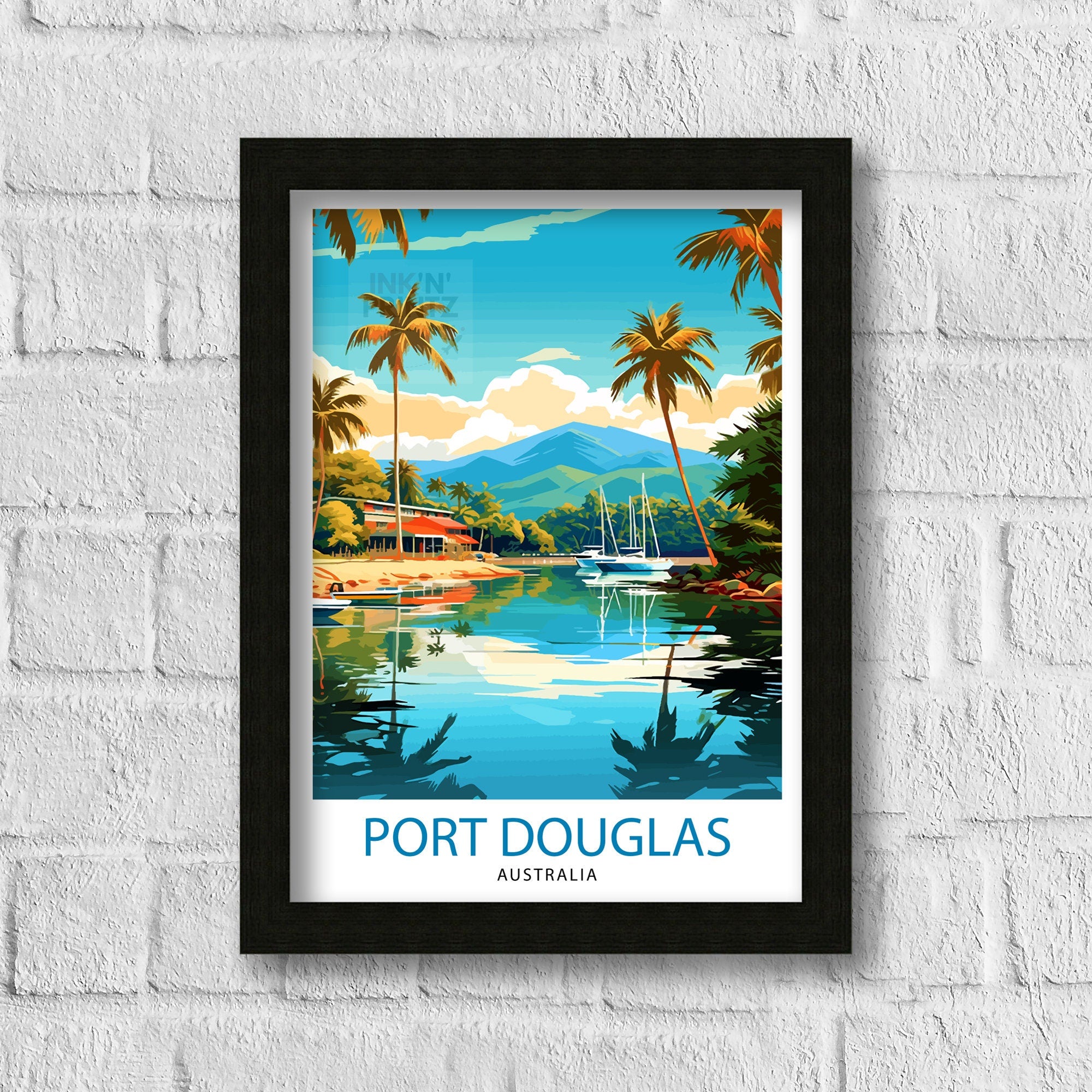 Port Douglas Australia Travel Print Port Douglas Wall Decor Tropical Paradise Poster Port Douglas Travel Prints Australian Coastal Art