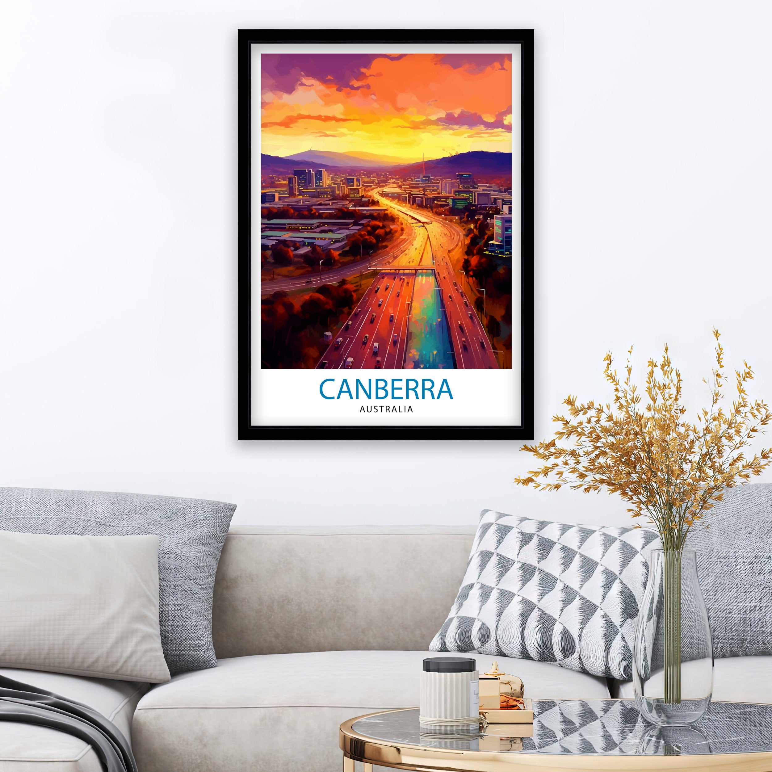 Canberra Australia Travel Print Canberra Wall Decor Australian Capital City Poster Canberra Travel Prints Cityscape Art Print Canberra