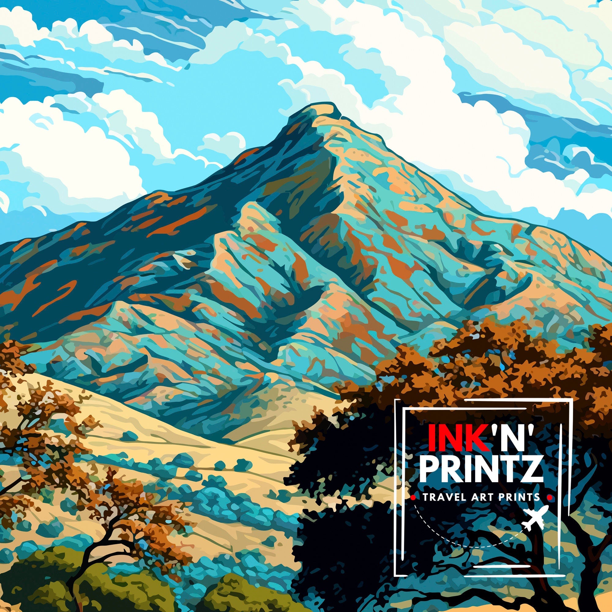 Mount Diablo Travel Print| Mount Diablo Wall Decor Mount Diablo Poster California Travel Prints Mount Diablo Art Print Mount Diablo