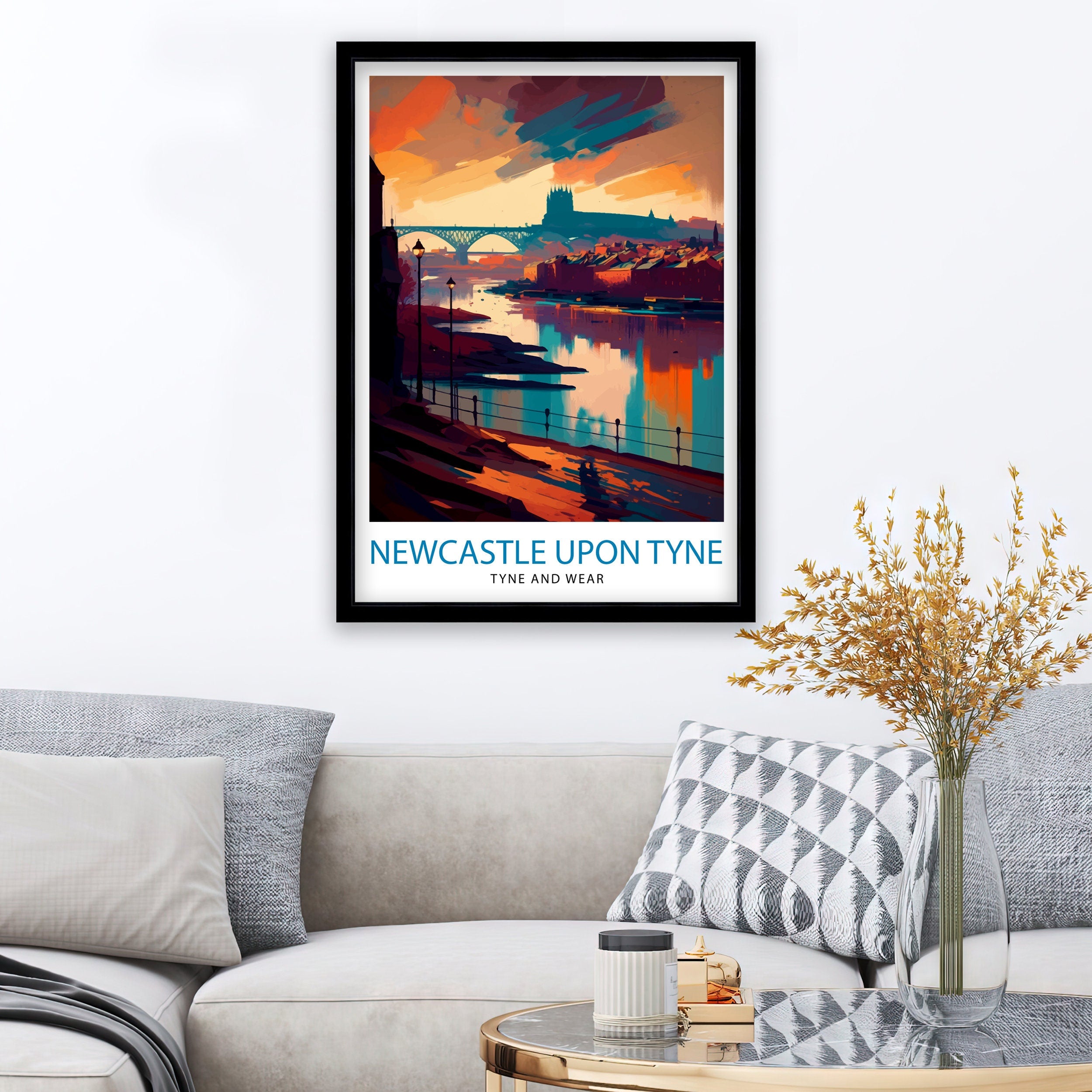 Newcastle upon Tyne Travel Print Newcastle Wall Decor Newcastle Poster England Travel Prints Newcastle Art Print Newcastle Illustration