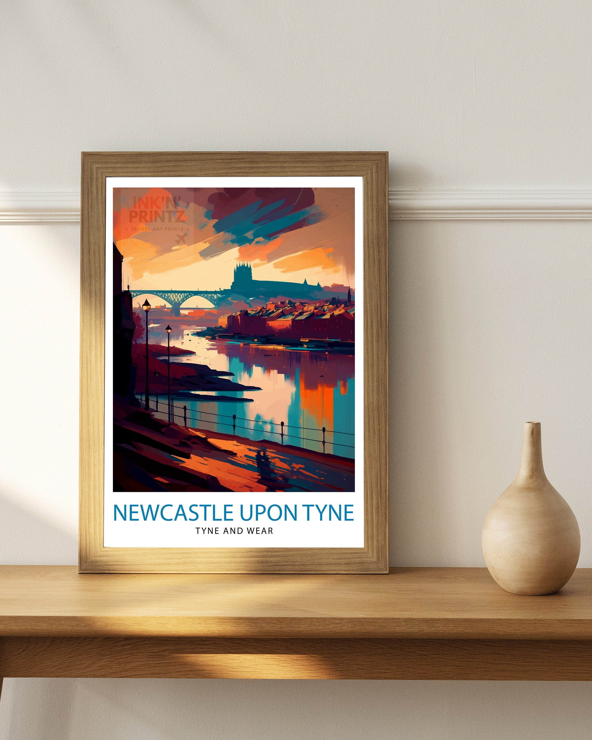 Newcastle upon Tyne Travel Print Newcastle Wall Decor Newcastle Poster England Travel Prints Newcastle Art Print Newcastle Illustration