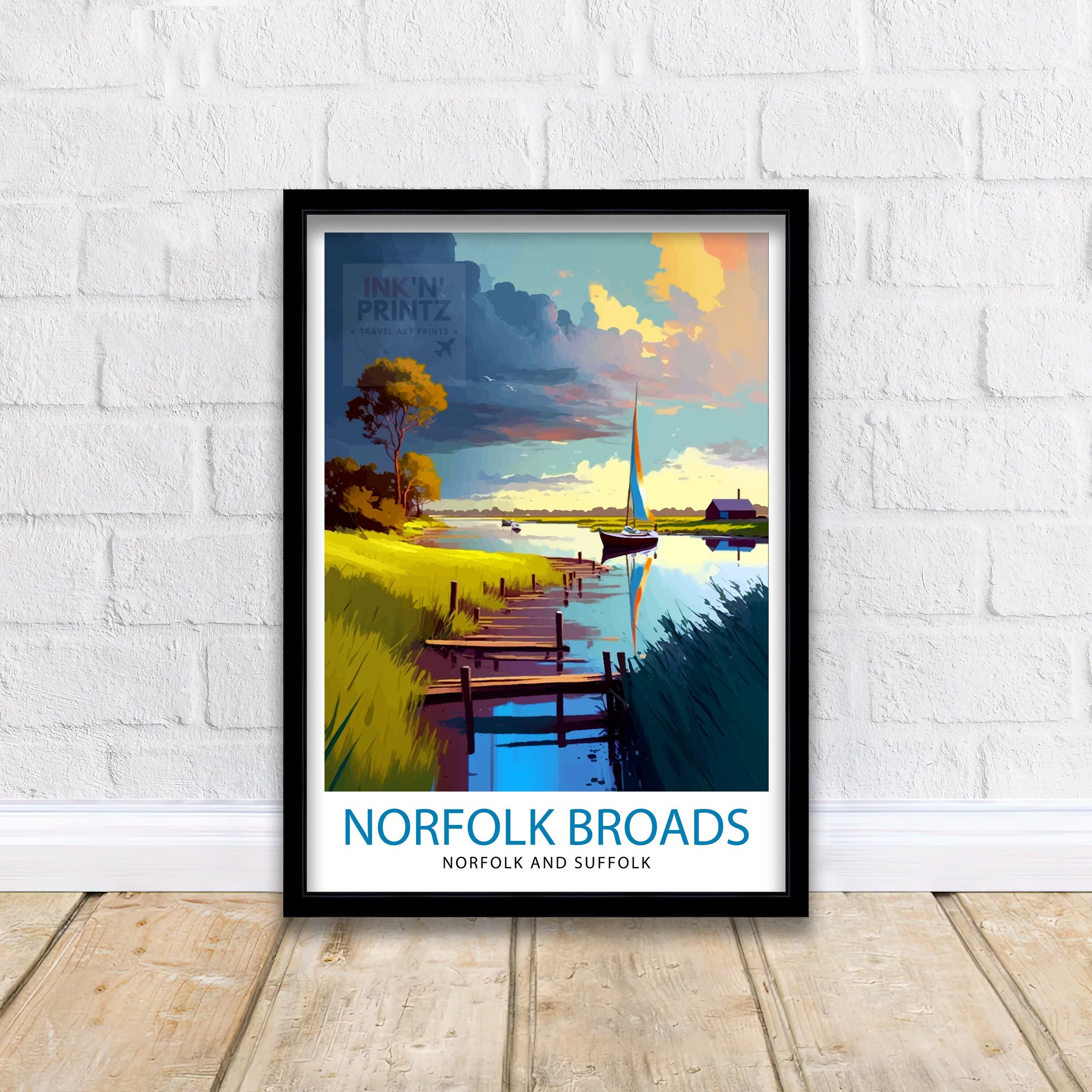 Norfolk Broads Travel Print Norfolk Broads Wall Decor Norfolk Broads Poster England Travel Prints Norfolk Broads Art Print Norfolk Broads
