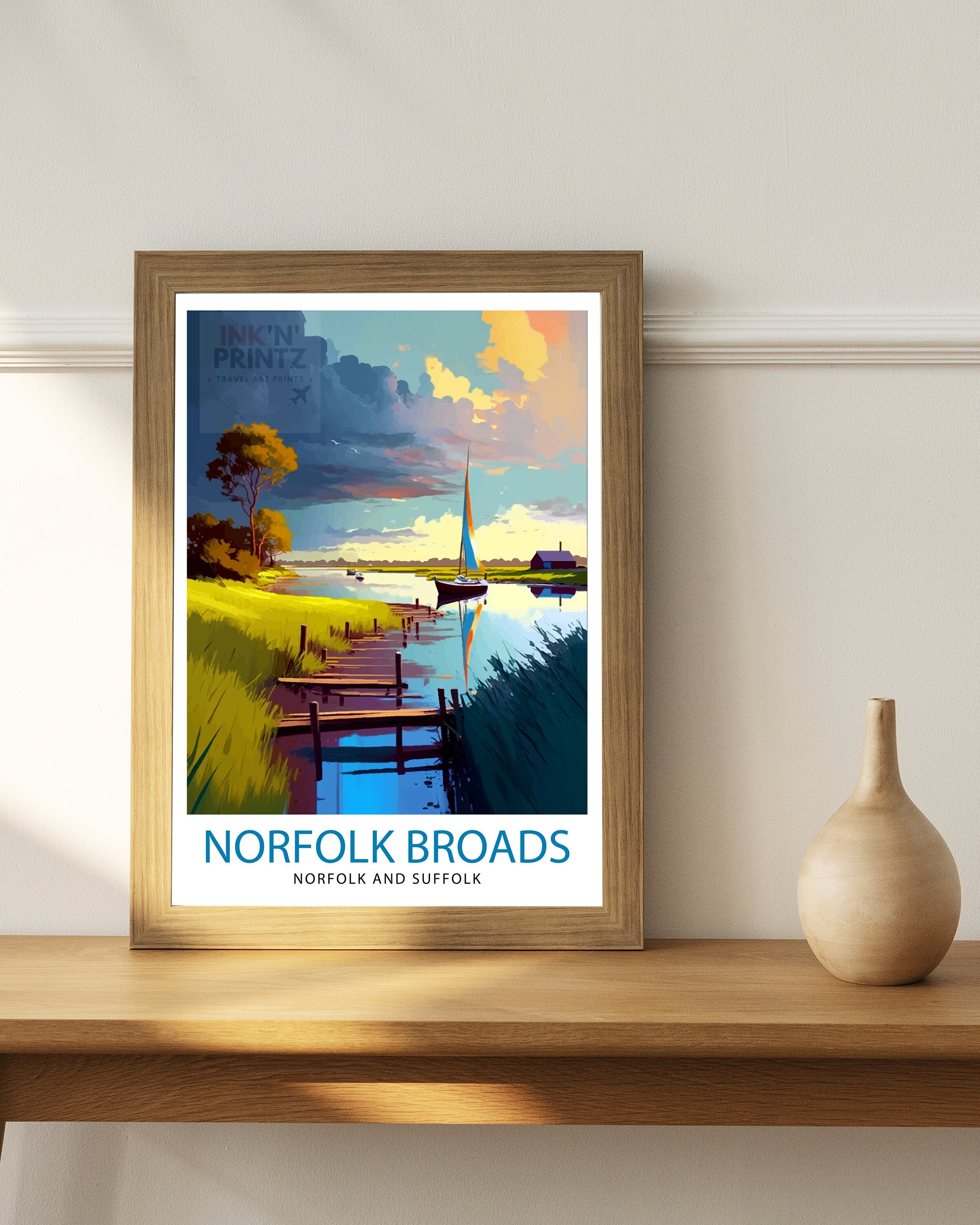 Norfolk Broads Travel Print Norfolk Broads Wall Decor Norfolk Broads Poster England Travel Prints Norfolk Broads Art Print Norfolk Broads