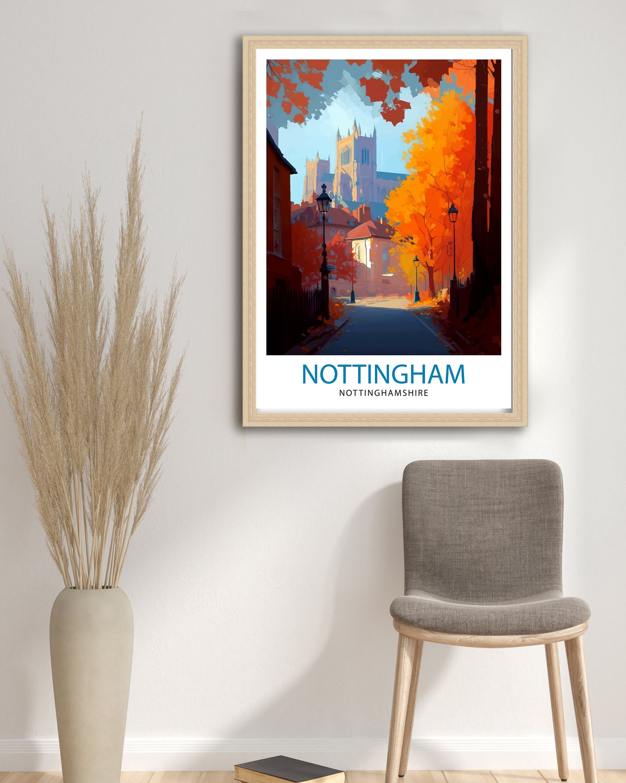 Nottingham Nottinghamshire Travel Print Nottingham Wall Decor Nottingham Poster UK Travel Prints Nottinghamshire Art Print Nottingham