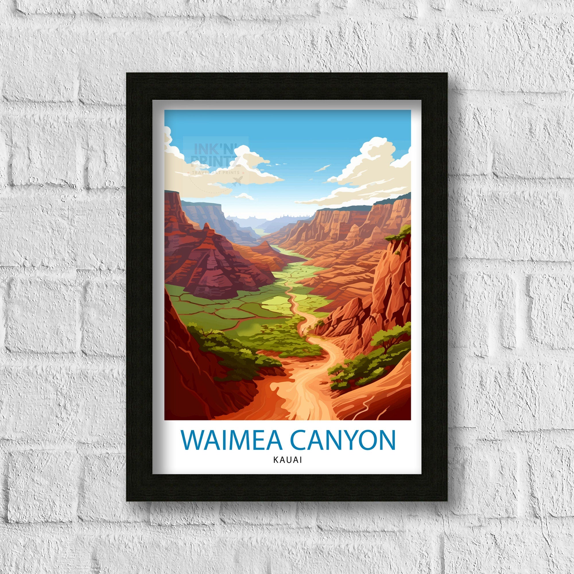 Waimea Canyon Kauai Travel Print| Waimea Canyon Wall Decor Kauai Travel Poster Hawaii Travel Prints Waimea Canyon Art Print Kauai