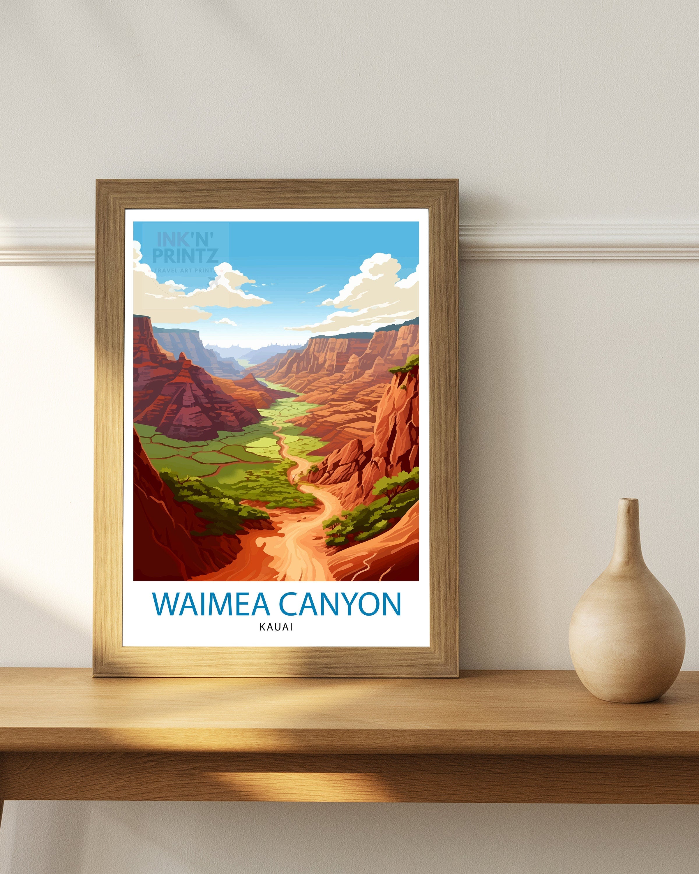 Waimea Canyon Kauai Travel Print| Waimea Canyon Wall Decor Kauai Travel Poster Hawaii Travel Prints Waimea Canyon Art Print Kauai