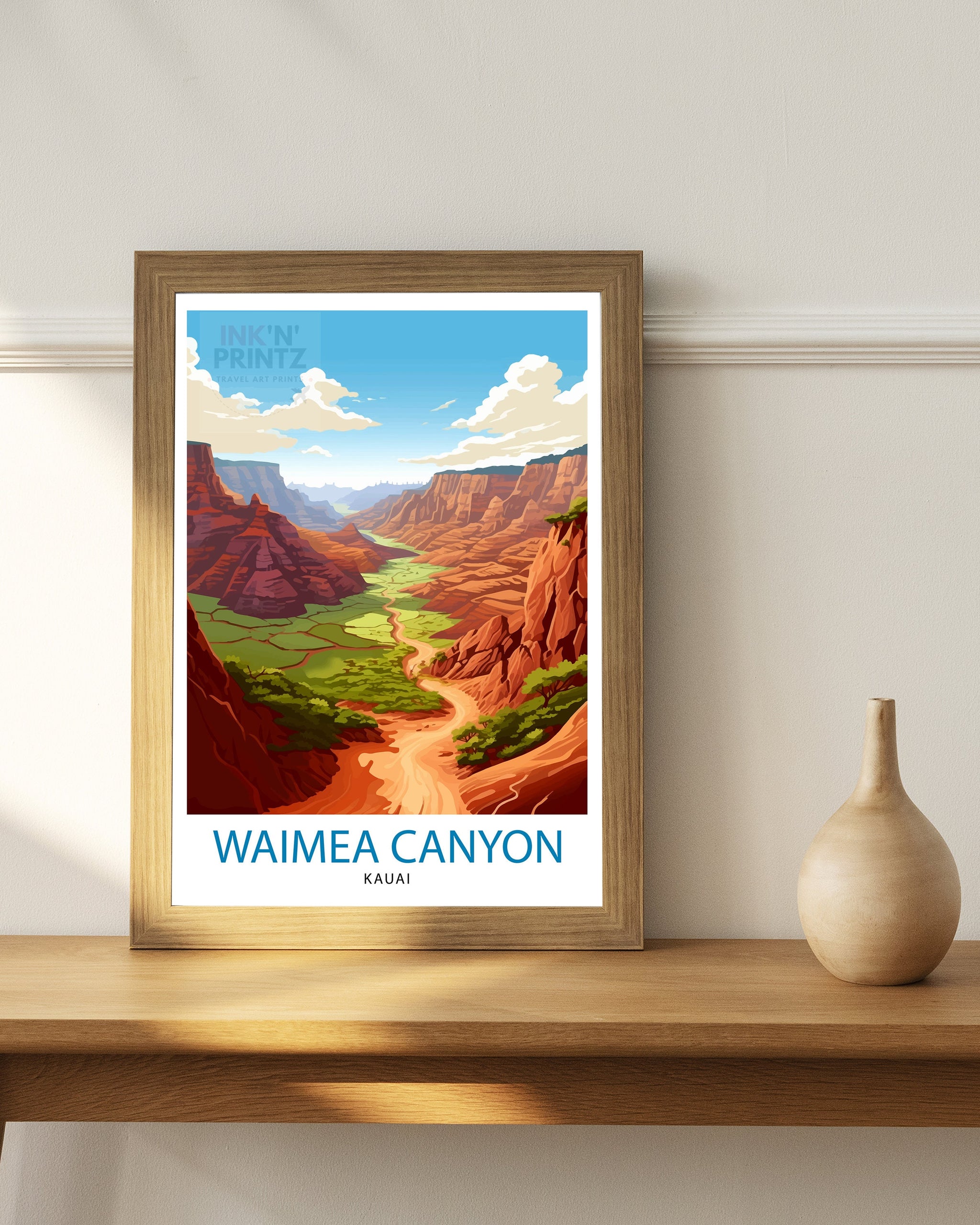 Waimea Canyon Kauai Travel Print| Waimea Canyon Wall Decor Kauai Travel Poster Hawaii Travel Prints Waimea Canyon Art Print Kauai