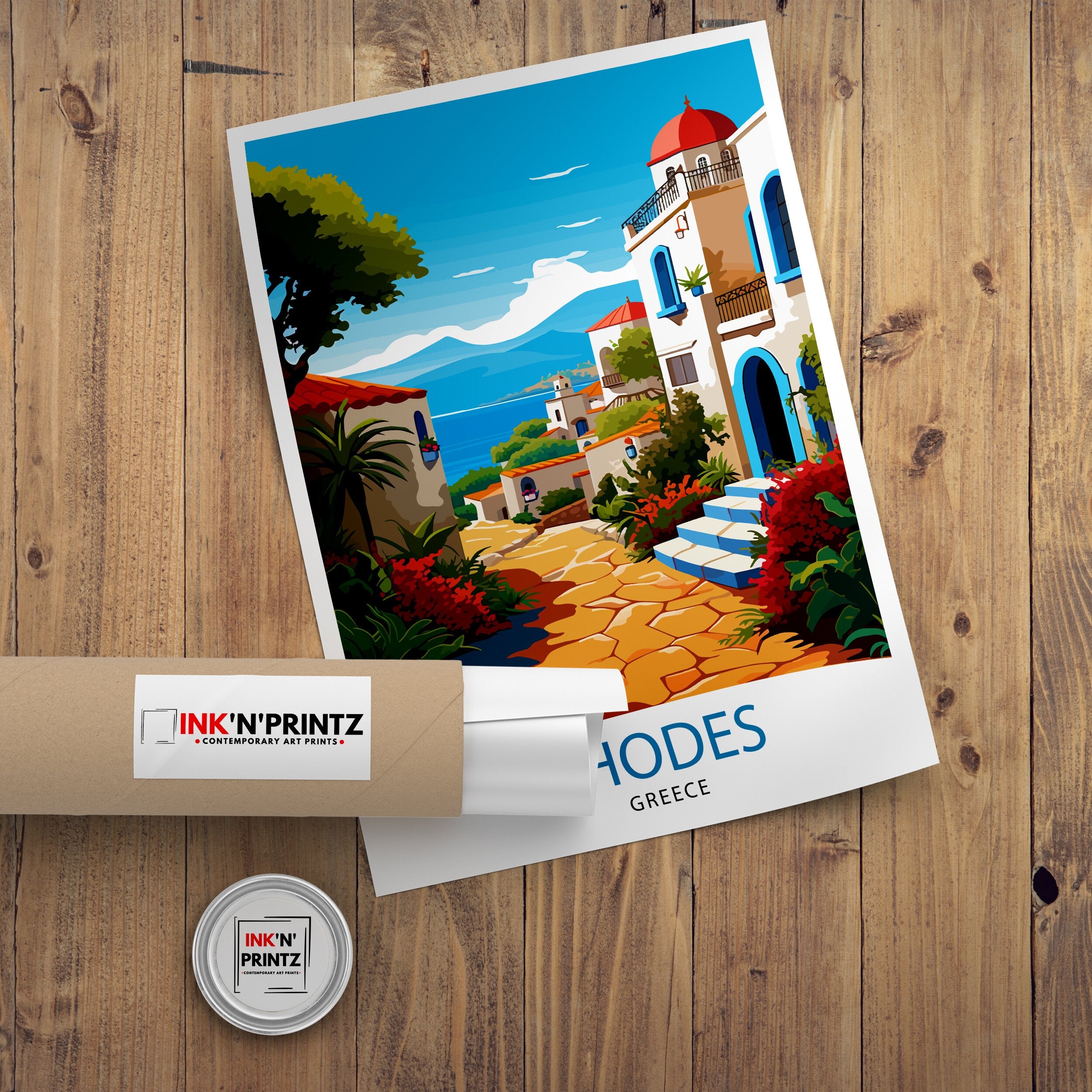 Rhodes Greece Travel Print Rhodes Wall Decor Greek Island Poster Rhodes Travel Prints Rhodes Island Art Print Rhodes Illustration Greece