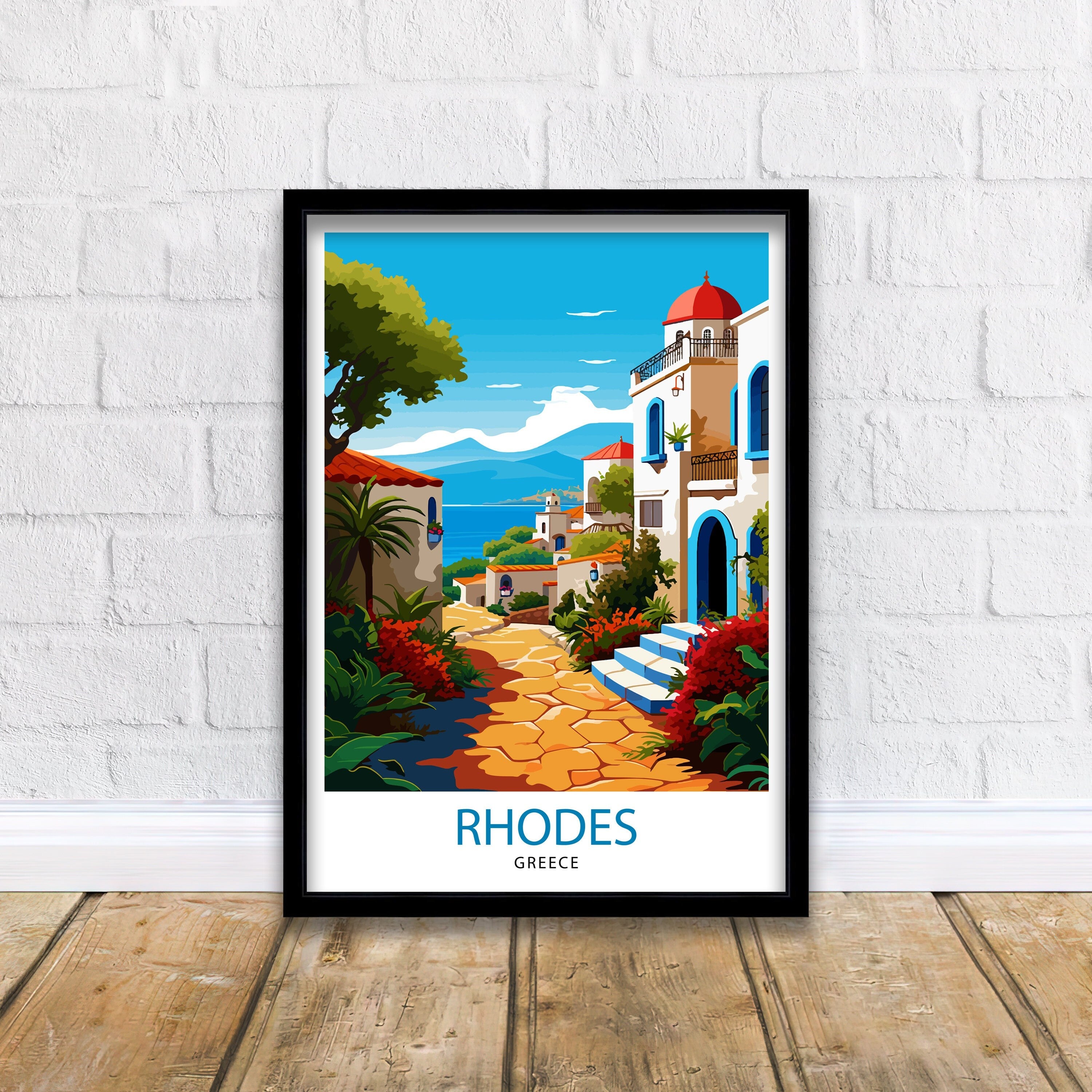 Rhodes Greece Travel Print Rhodes Wall Decor Greek Island Poster Rhodes Travel Prints Rhodes Island Art Print Rhodes Illustration Greece