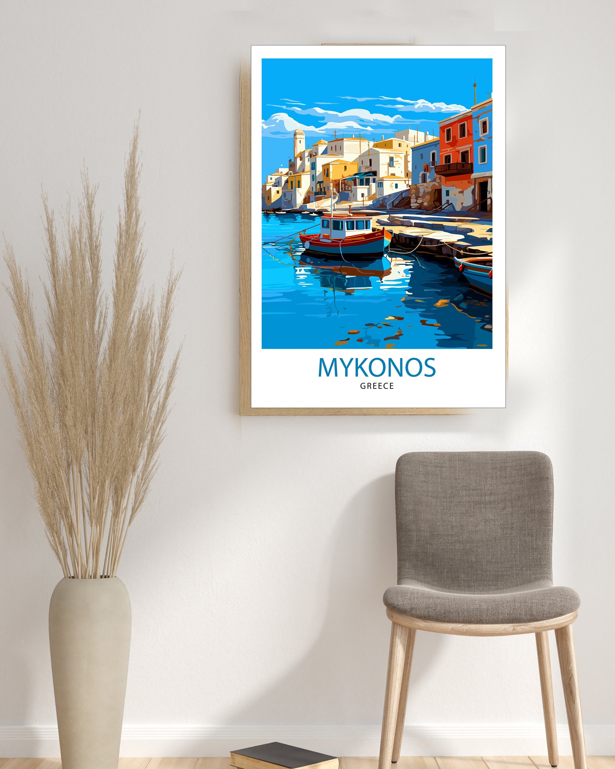 Mykonos Greece Travel Print Mykonos Wall Decor Greek Island Poster Mykonos Travel Prints Mykonos Art Print Mykonos Illustration Greece