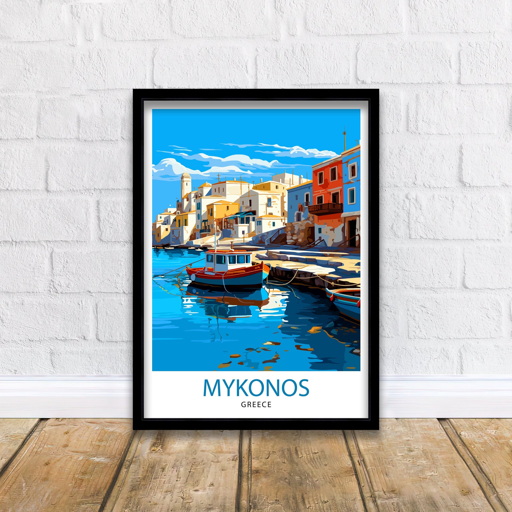 Mykonos Greece Travel Print Mykonos Wall Decor Greek Island Poster Mykonos Travel Prints Mykonos Art Print Mykonos Illustration Greece