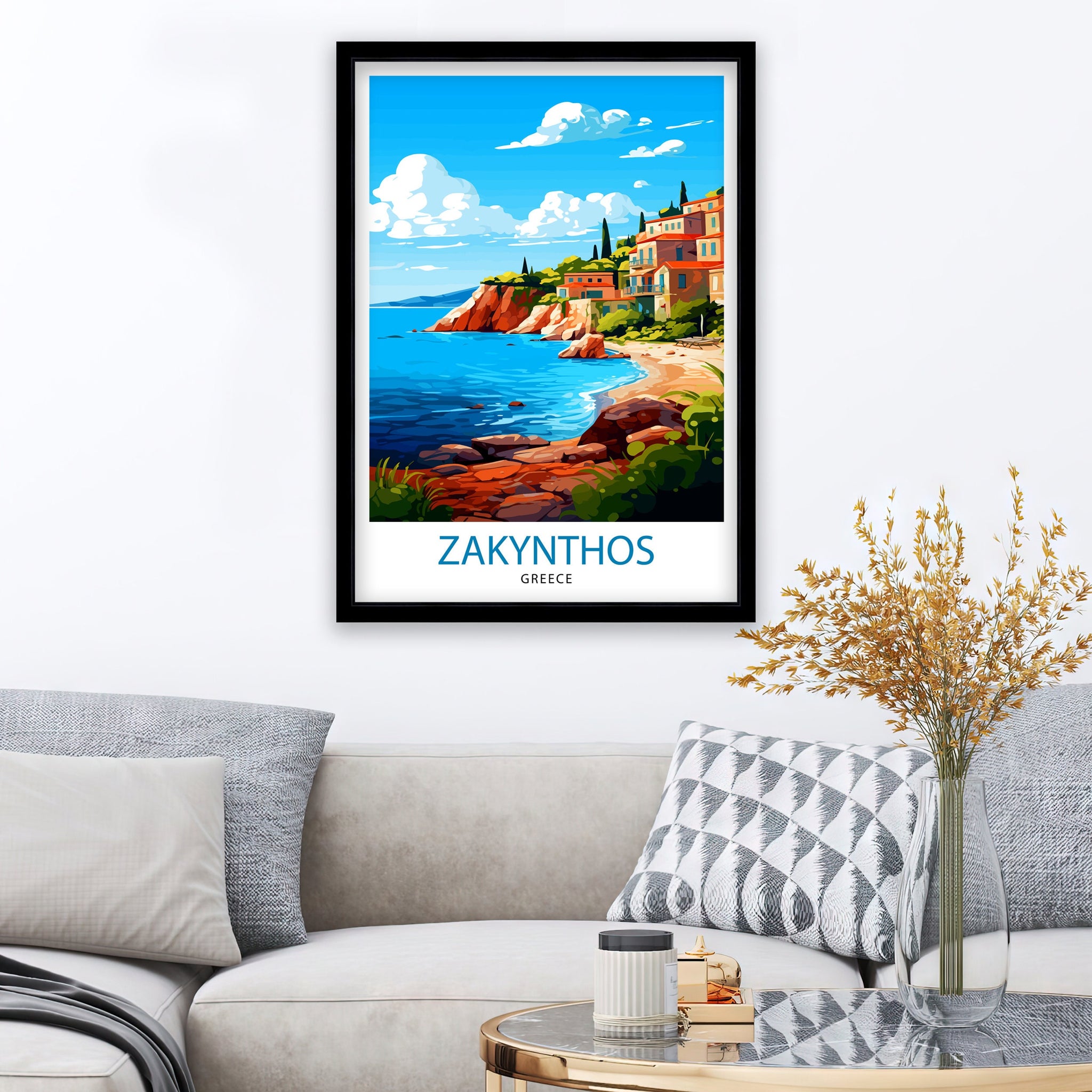 Zakynthos Greece Travel Print Zakynthos Wall Decor Greek Island Poster Zakynthos Travel Prints Zakynthos Art Print Zakynthos Illustration