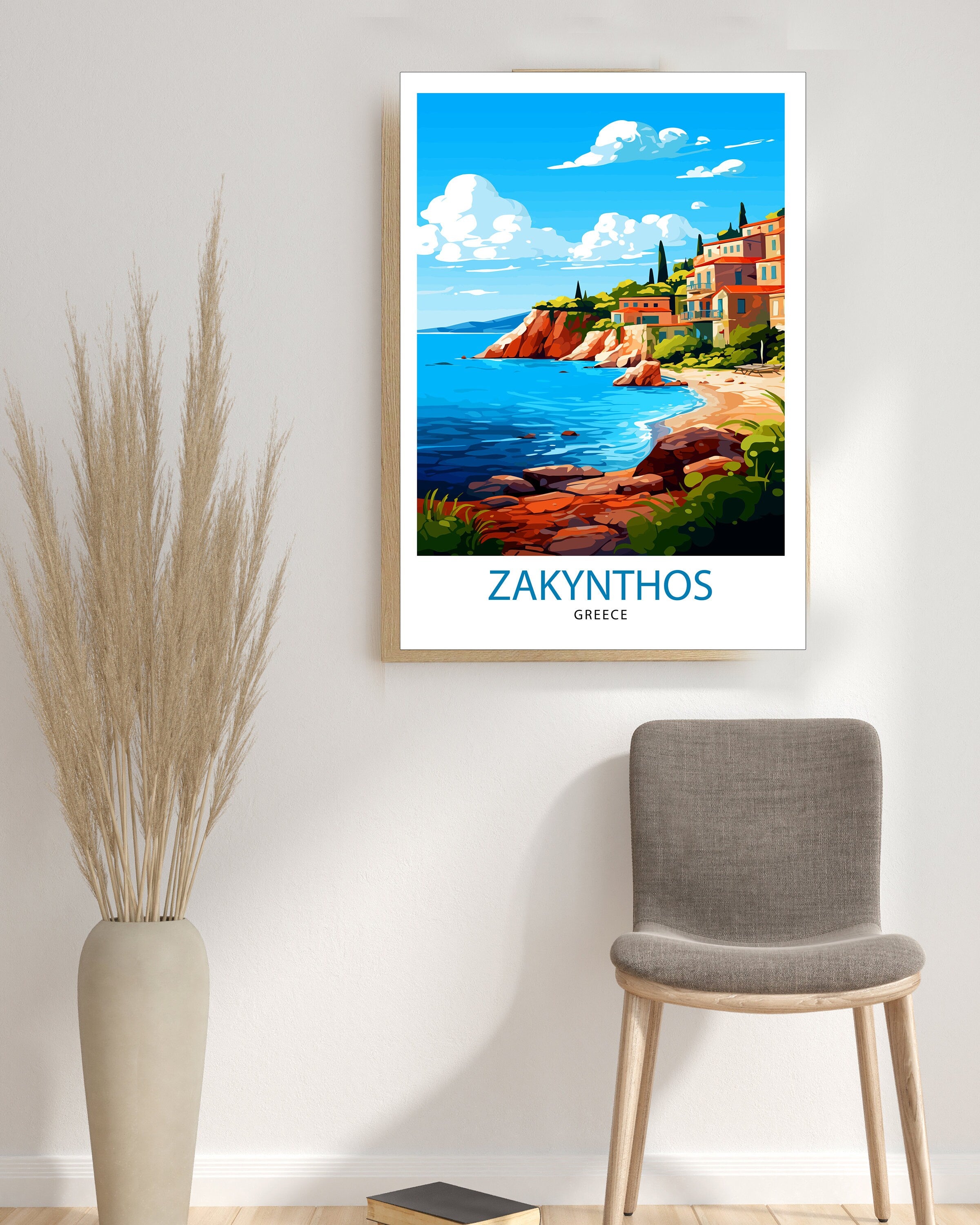 Zakynthos Greece Travel Print Zakynthos Wall Decor Greek Island Poster Zakynthos Travel Prints Zakynthos Art Print Zakynthos Illustration