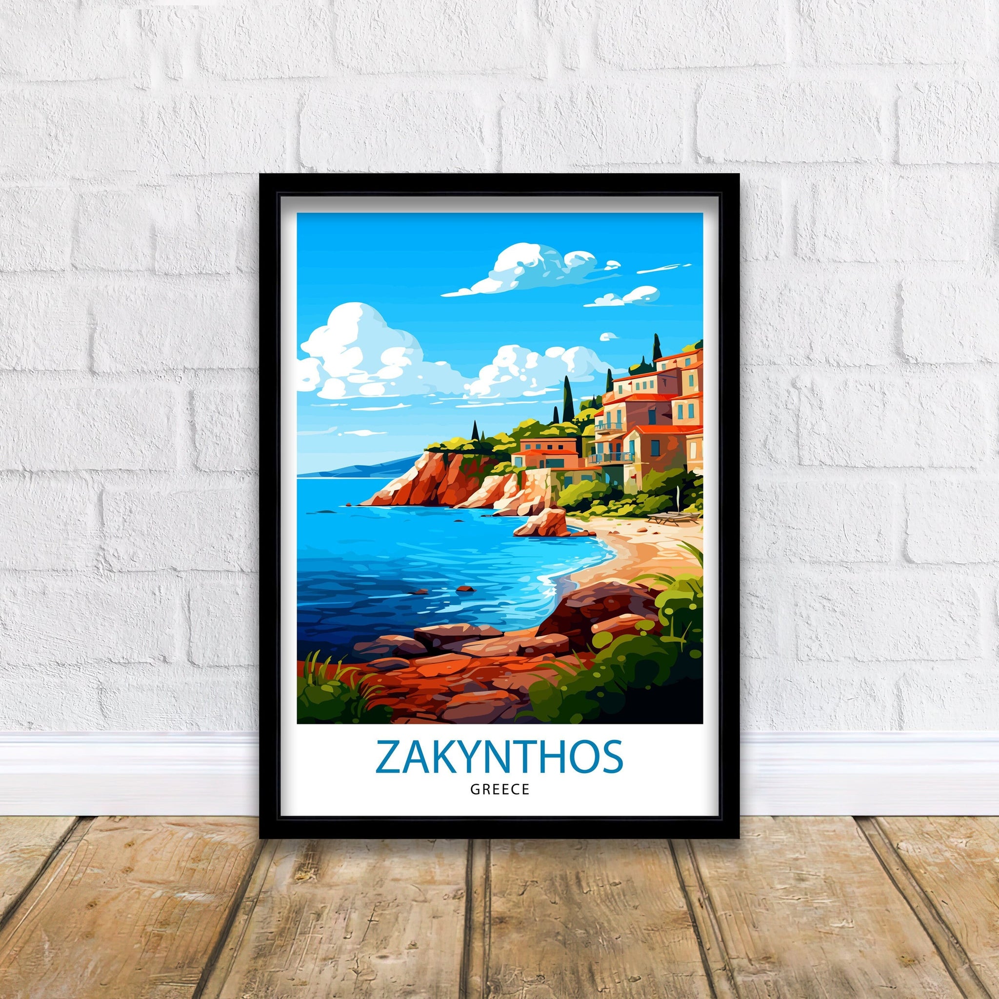 Zakynthos Greece Travel Print Zakynthos Wall Decor Greek Island Poster Zakynthos Travel Prints Zakynthos Art Print Zakynthos Illustration