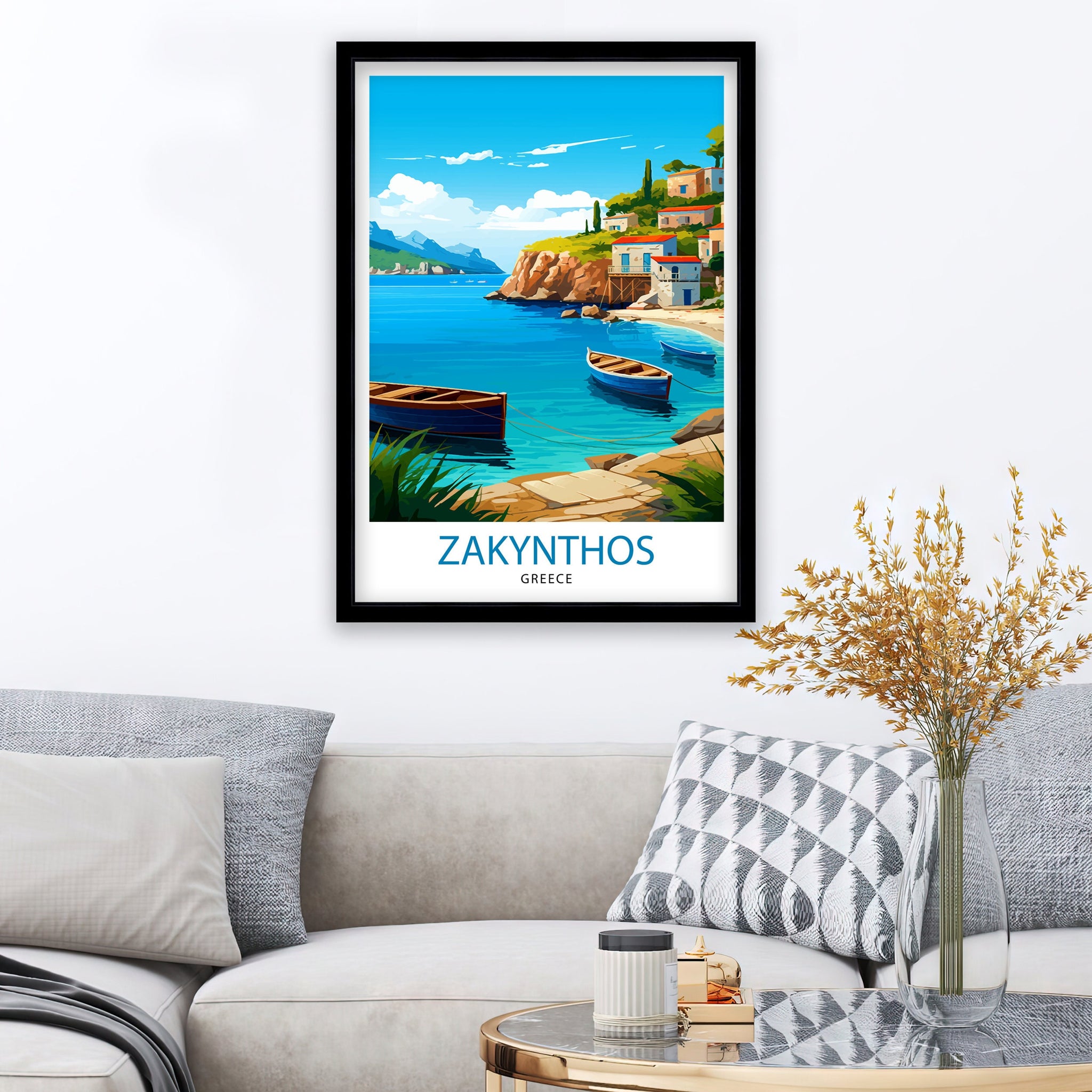 Zakynthos Greece Travel Print Zakynthos Wall Decor Greek Island Poster Zakynthos Travel Prints Zakynthos Art Print Zakynthos Illustration