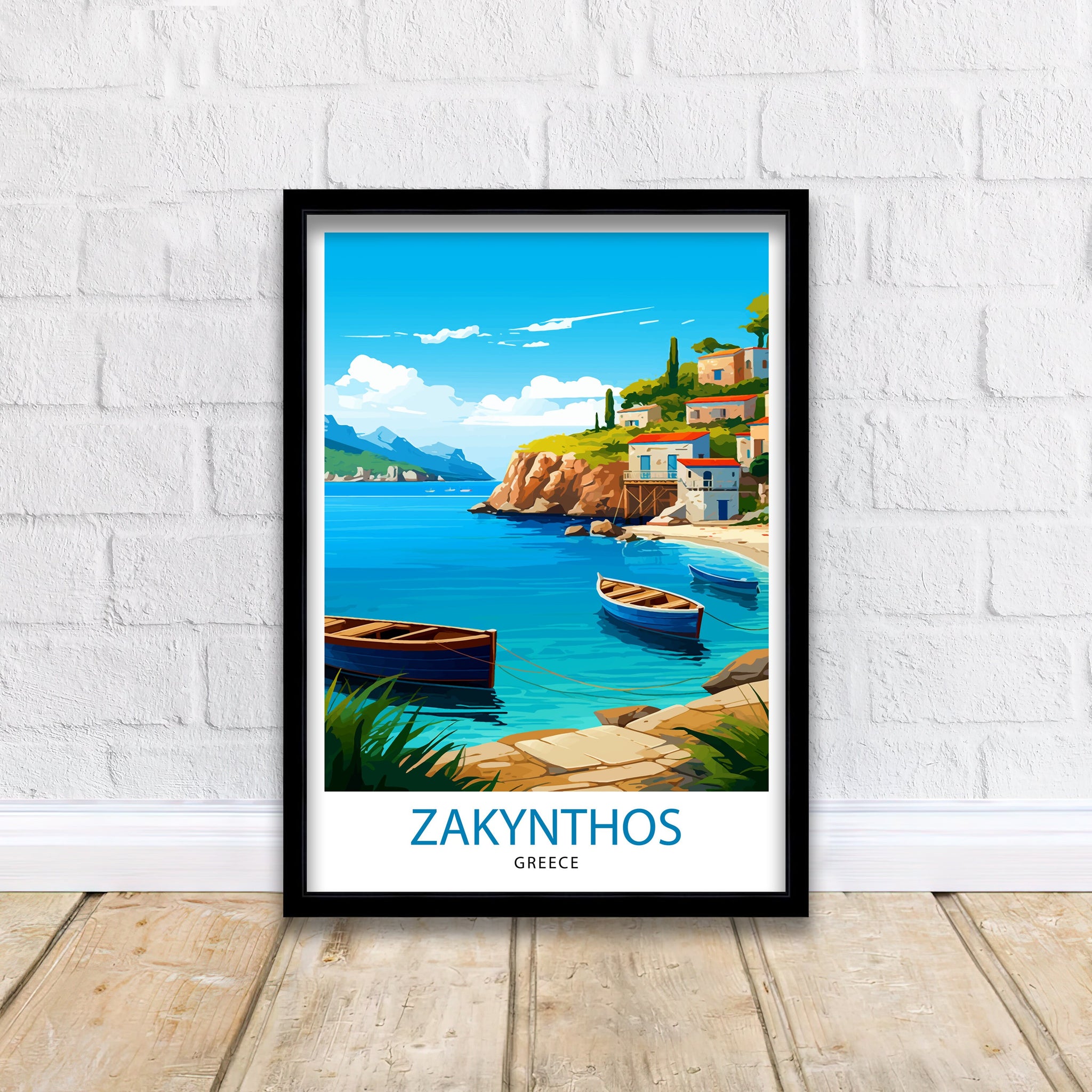 Zakynthos Greece Travel Print Zakynthos Wall Decor Greek Island Poster Zakynthos Travel Prints Zakynthos Art Print Zakynthos Illustration