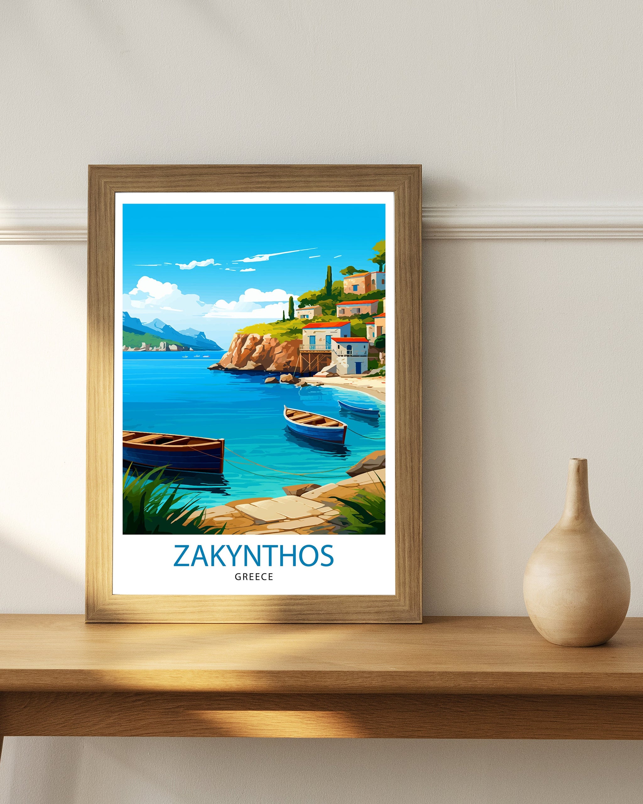 Zakynthos Greece Travel Print Zakynthos Wall Decor Greek Island Poster Zakynthos Travel Prints Zakynthos Art Print Zakynthos Illustration