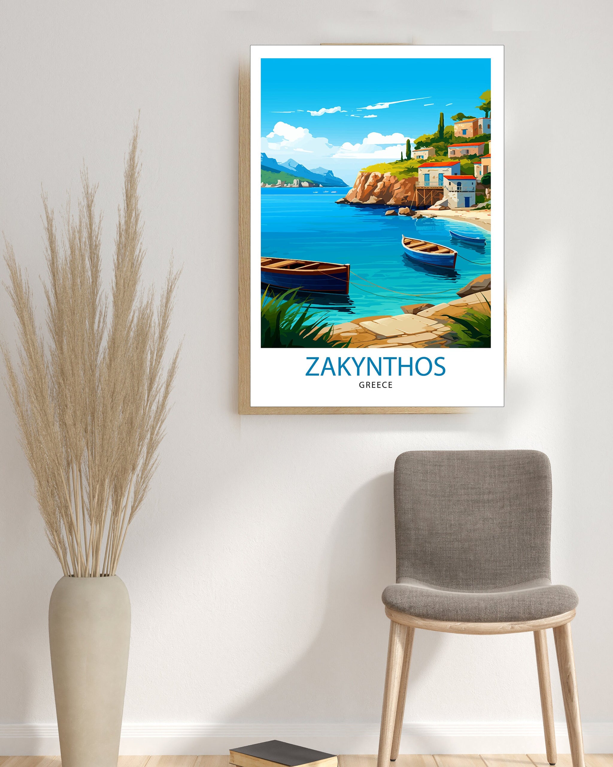 Zakynthos Greece Travel Print Zakynthos Wall Decor Greek Island Poster Zakynthos Travel Prints Zakynthos Art Print Zakynthos Illustration