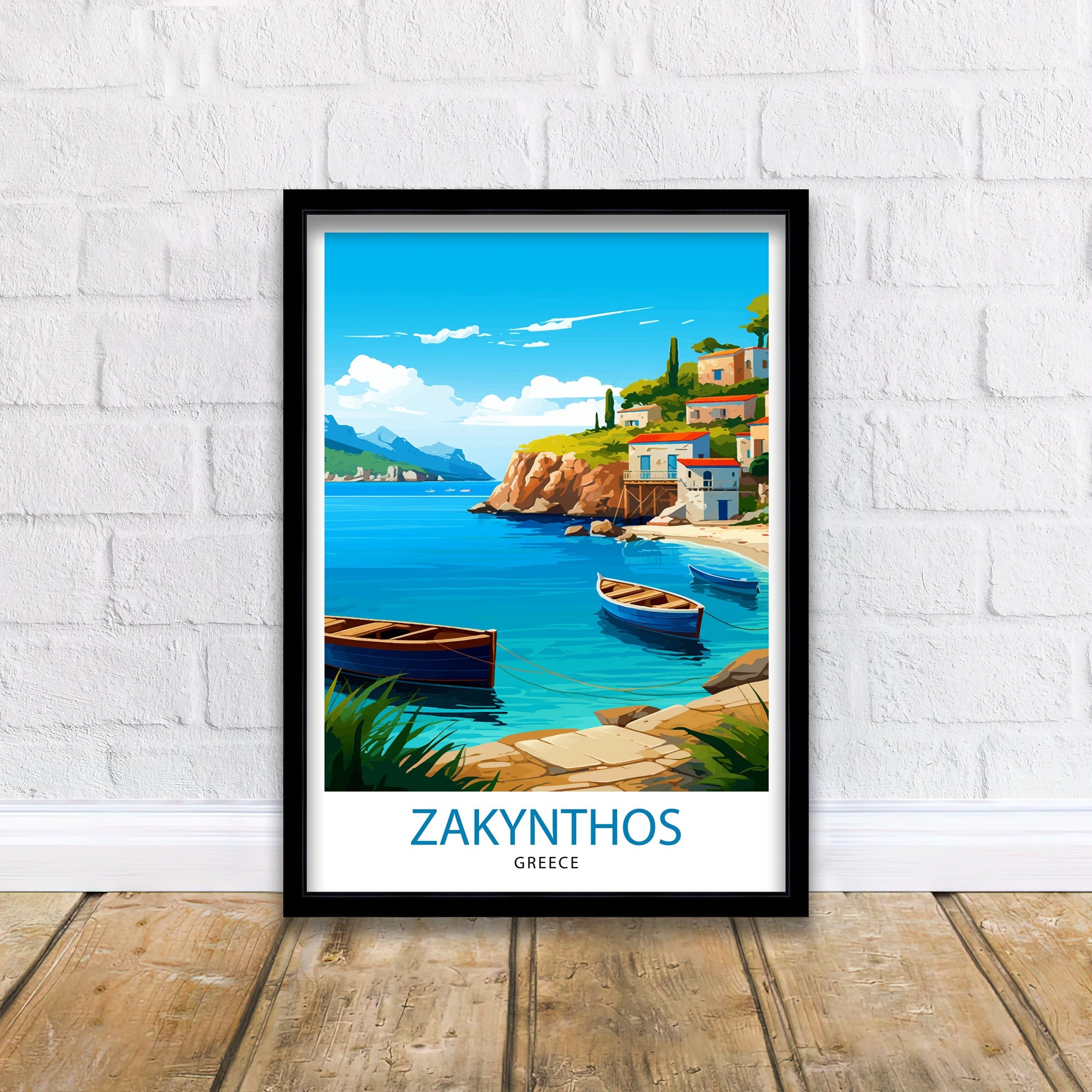 Zakynthos Greece Travel Print Zakynthos Wall Decor Greek Island Poster Zakynthos Travel Prints Zakynthos Art Print Zakynthos Illustration